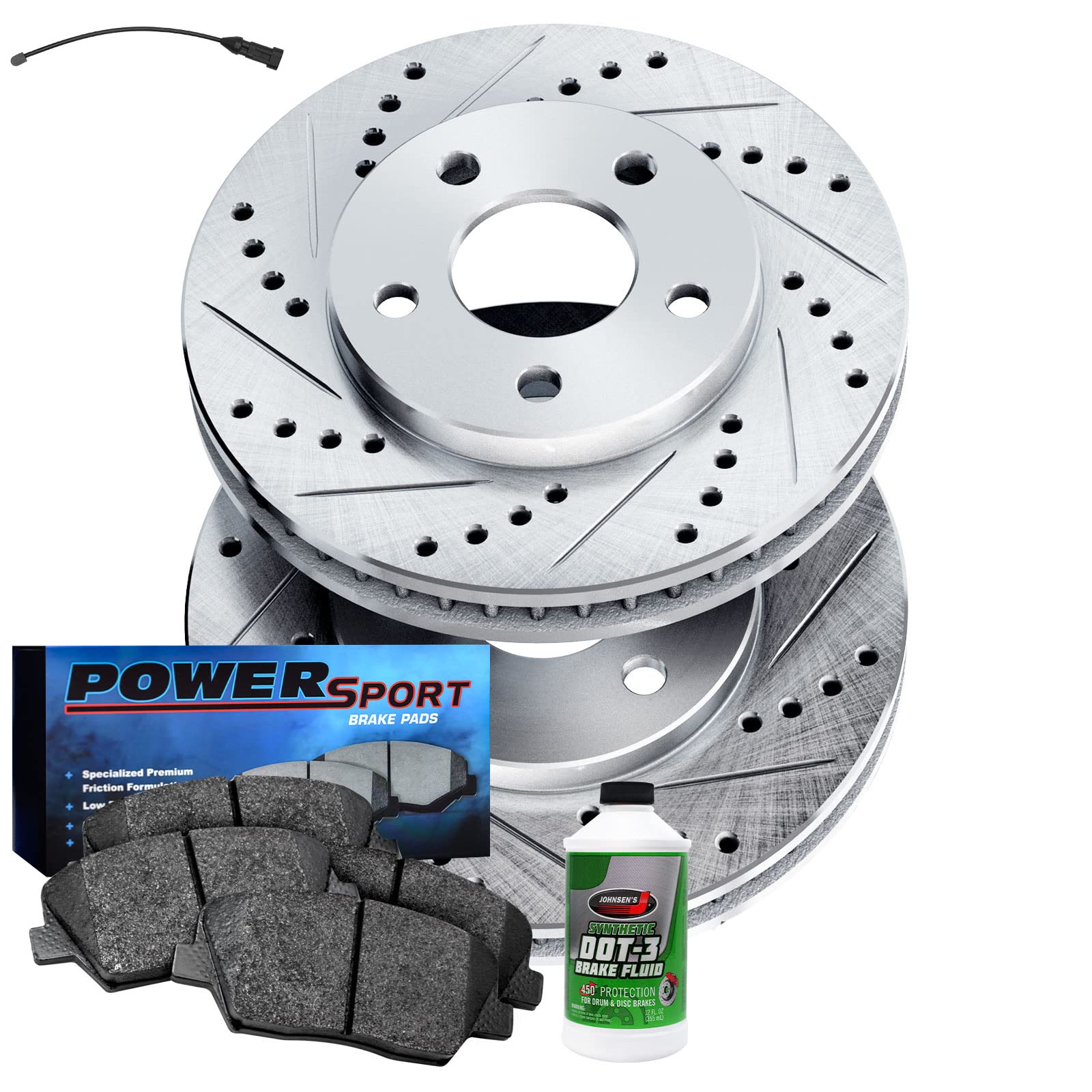 High-Performance Power Sport Front Brake Kit - Ceramic Brake Pads & Rotors with Sensor Wire (BLC1.35044.62) | Perfect for Motorcycles, ATVs & Off-Road Vehicles