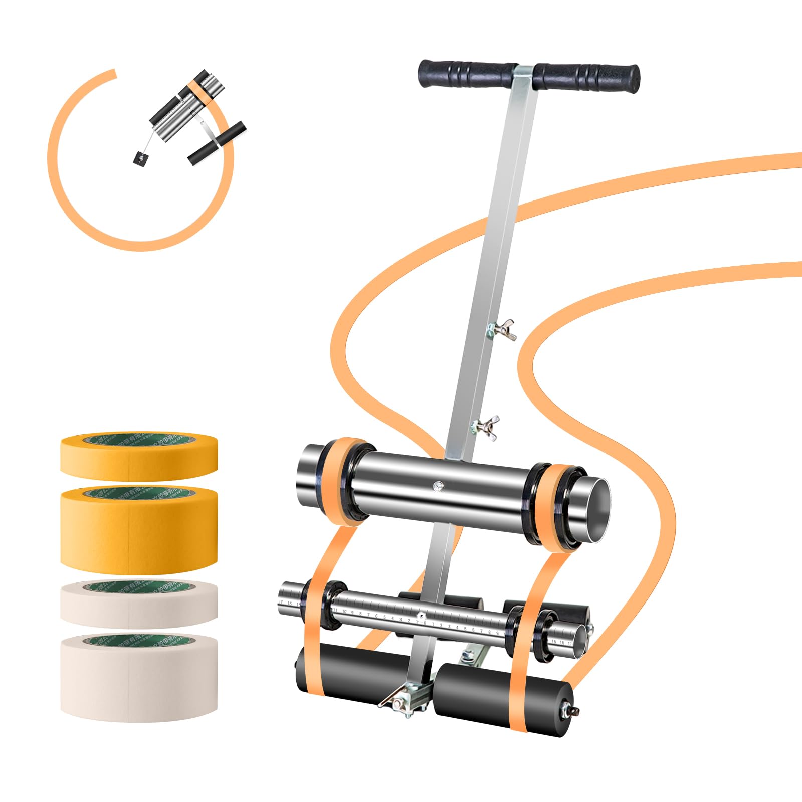 Professional Court Line Tape Machine with Drawing Circle Kit - Parking Lot Striping Machine for Driveway, Asphalt, Concrete, Basketball & Pickleball Courts - Perfect for Road Warning Markings and Sports Field Maintenance