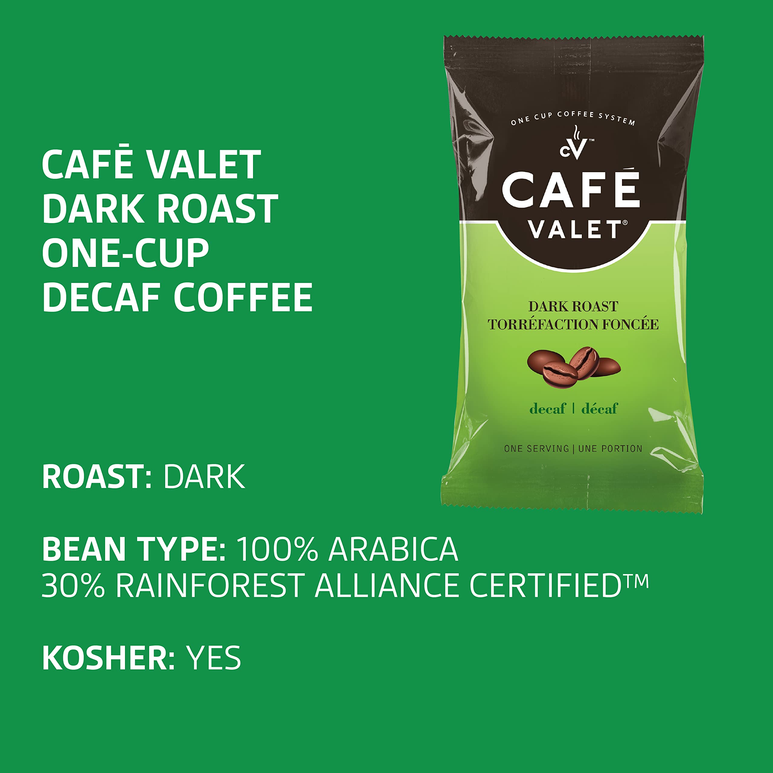 Premium Cafe Valet Single Serve Coffee Pods - 100% Arabica Dark Roast & Decaf, Individually Wrapped (168 Count) - Perfect for Office, Home & Travel Use