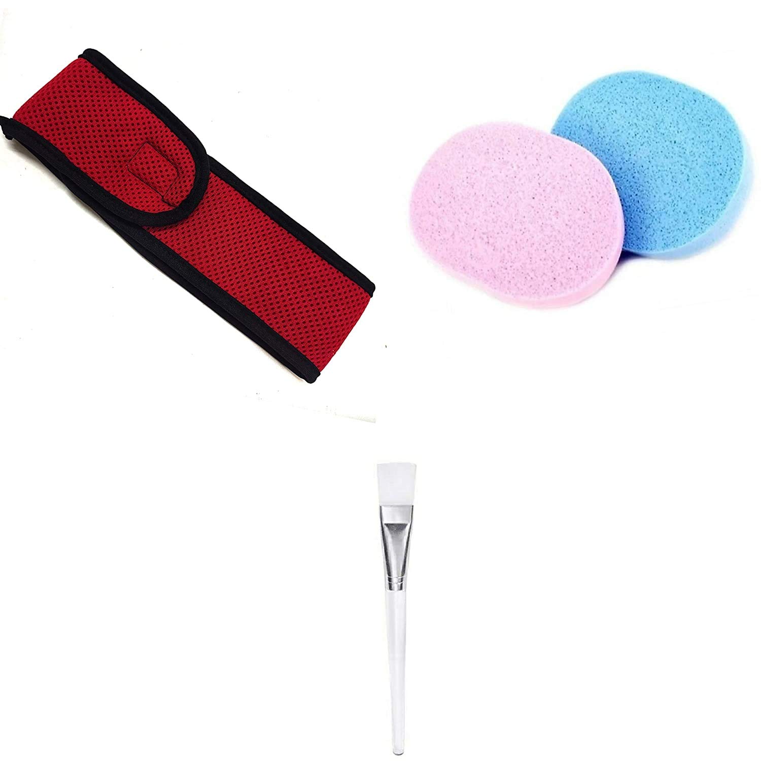 CHEM-AB ENTERPRISE Women's Facial Sponges & Wipes Set with Brush & Headband - Reusable Face Cleansing Kit for Makeup Removal & Skincare Routine (Color May Vary) - Perfect for Daily Face Wash, Spa Day & Travel Beauty Essentials