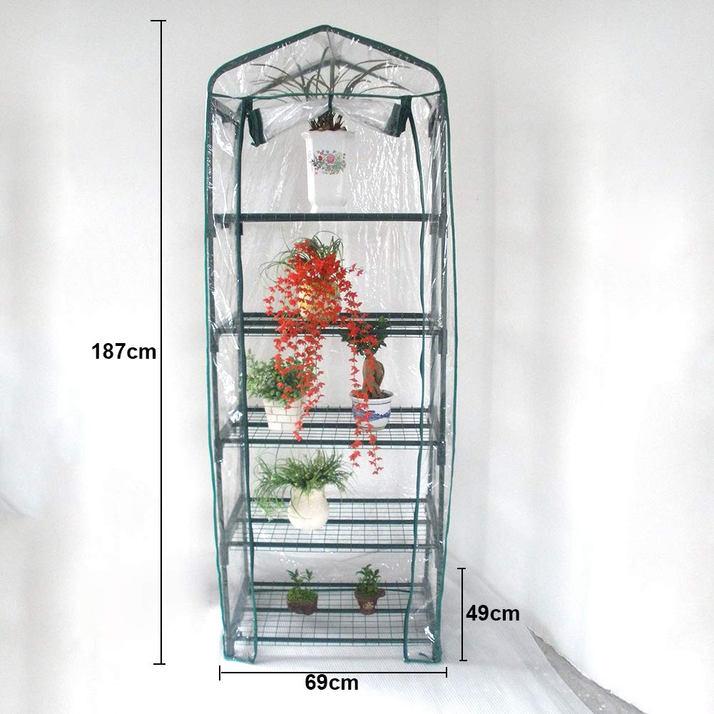 5-Tier Greenhouse Shelves PVC Replacement Cover - Walk-In Outdoor Plant Tent for Cold & Frost Protection - Ideal for Gardening, Seed Starting & Winter Plant Care