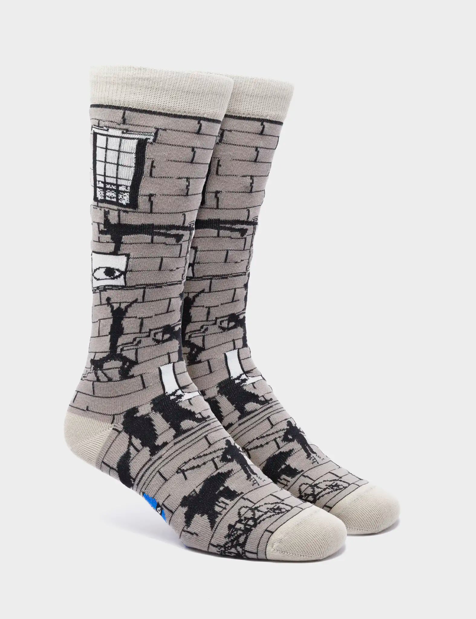 Gray Socks with Subway Motive - Comfortable Cotton Crew Socks for Men & Women - Perfect for Daily Wear, Work, and Commuting