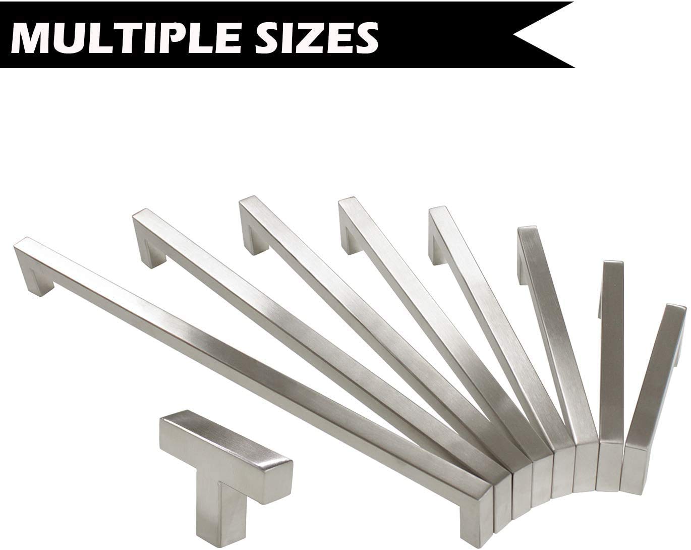 Gobrico 30 Pack Satin Nickel Square Cabinet Pulls 4 Inch (102mm) Hole Centers - Modern Stainless Steel Drawer Handles for Kitchen, Bathroom, Bedroom Furniture - Perfect for Cabinets, Dressers, and Storage Drawers