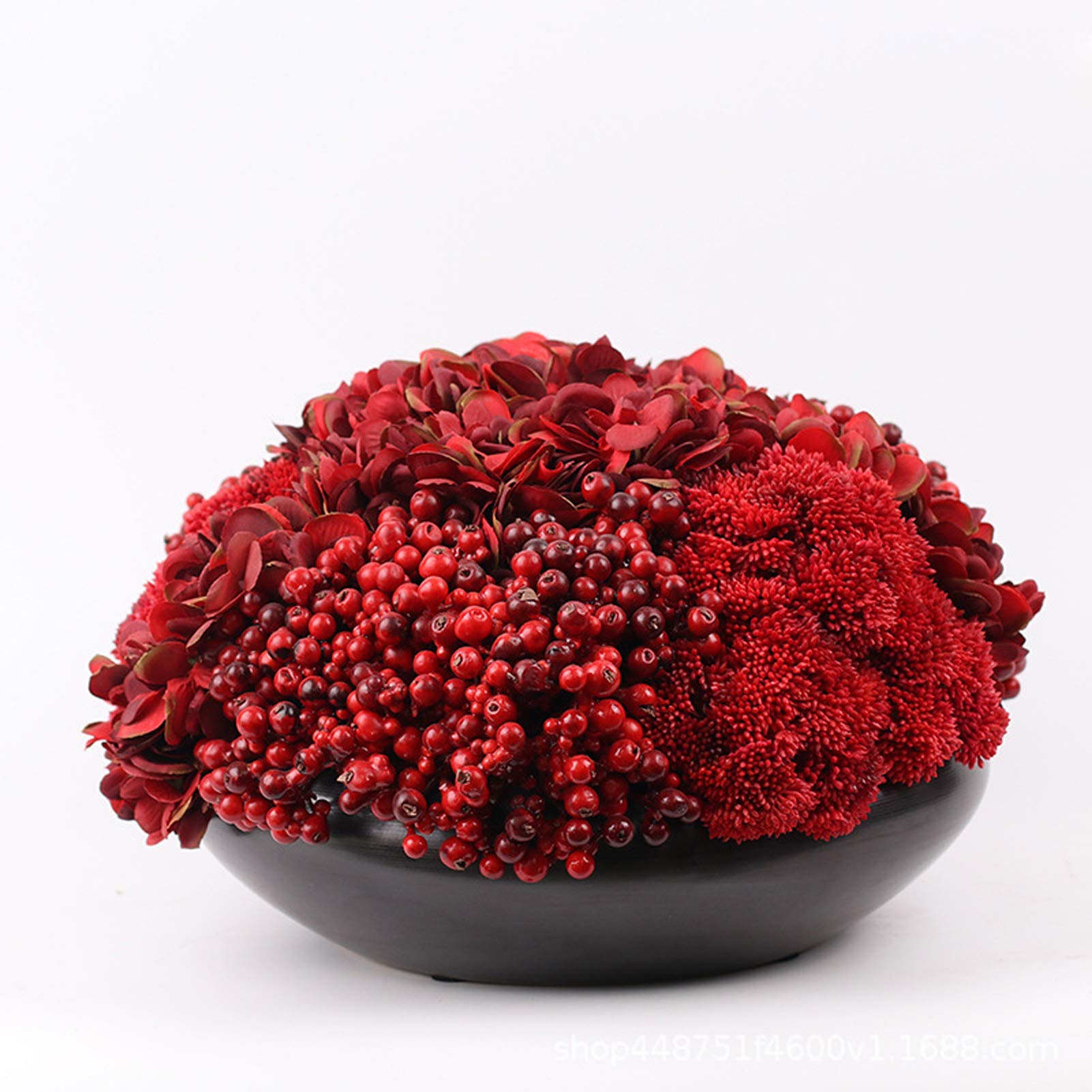 Exquisite Handmade Artificial Floral Decorations - Red Tuba Circular Plant Set for Home Decor | Perfect for Living Room, Bedroom, and Office Decoration