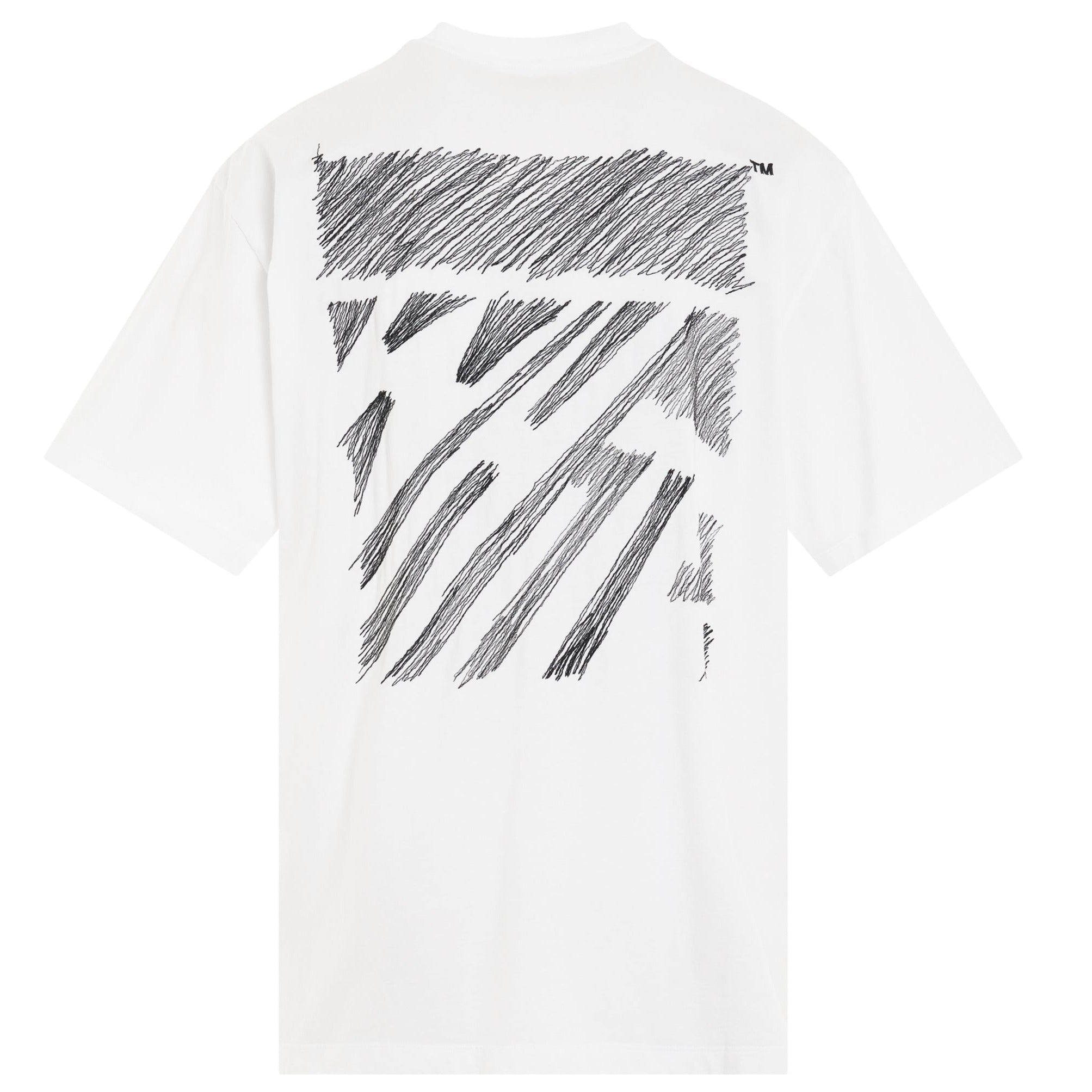OFF WHITE 23SS SCRIBBLE DIAGONAL OVERSIZED T-SHIRT - Trendy Streetwear Graphic Tee for Men & Women - Perfect for Casual Outfits, Concerts and Urban Fashion