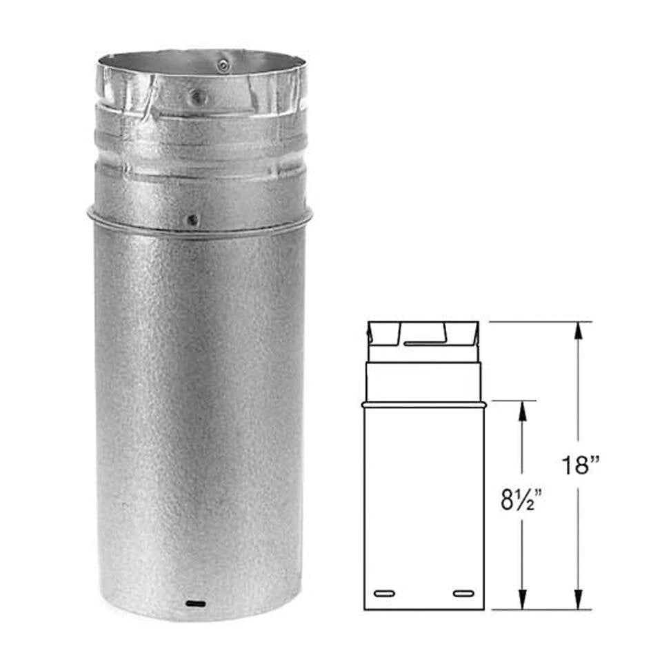 Duravent 4 x 18 Adjustable Galvalume Pellet Chimney Pipe 4PVP 18A - High Efficiency Venting for Wood Pellet Stoves & Fireplaces - Perfect for Home Heating & Outdoor Use