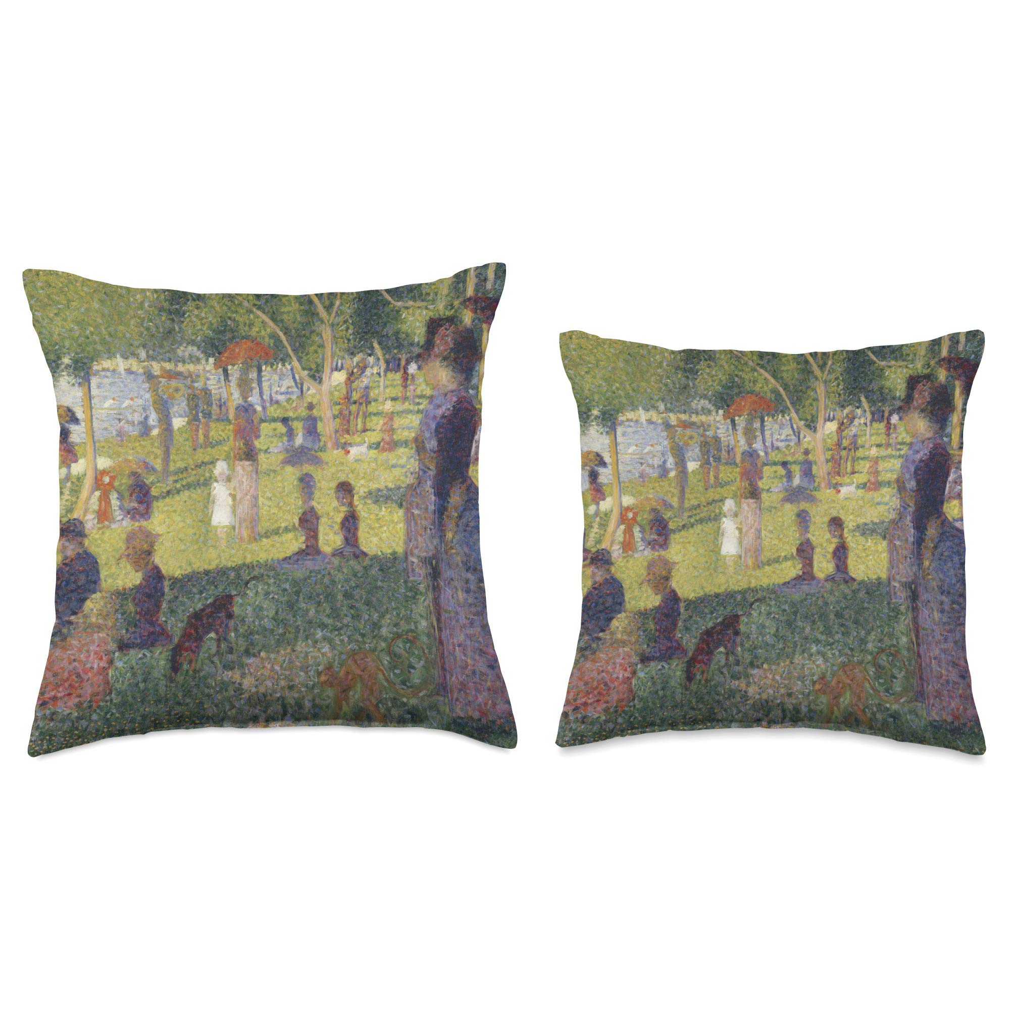 Georges Seurat 'A Sunday Afternoon on the Island of La Grande Jatte' Inspired Throw Pillow Cover - Pointillism Art Home Decor for Living Room, Bedroom & Office