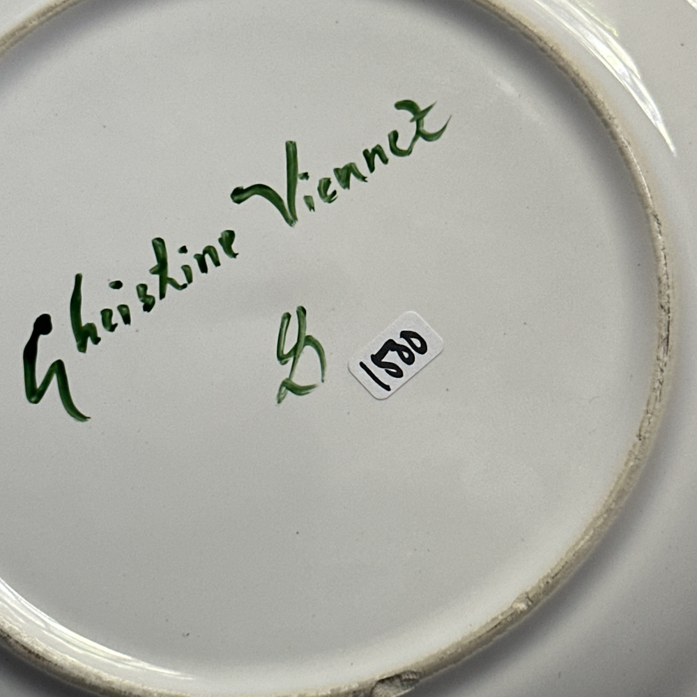 Christine Viennet Trompe l'Oeil Porcelain Plate - Elegant Decorative Dish for Dining Table, Wall Display & Gift Giving (#01)