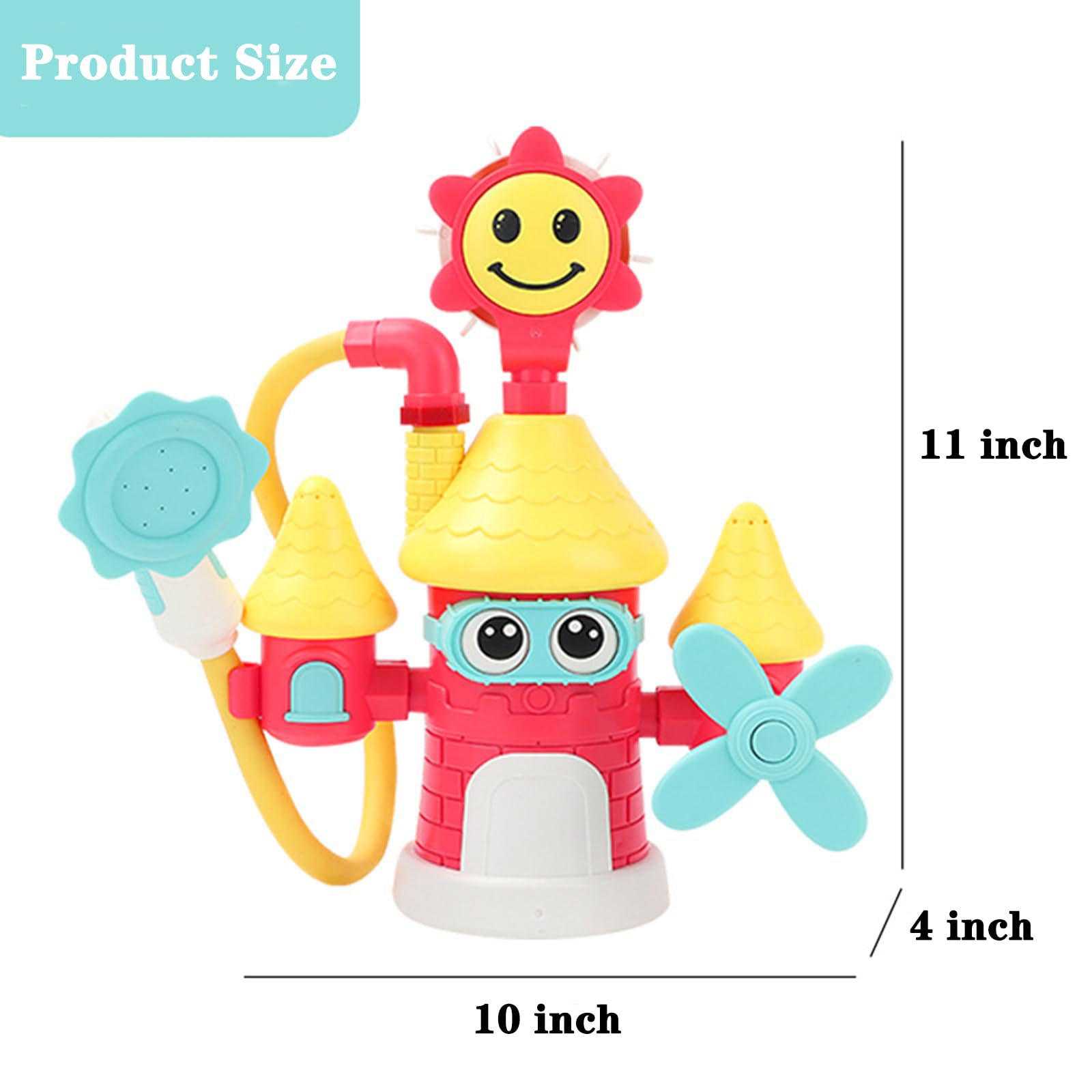 **Battery Operated Castle Shower Toy for Toddlers - Water Spray & DIY Assembling Bath Play Set for Kids Ages 3-5, Perfect Birthday Gift for Boys & Girls - Fun Bathtime & Outdoor Water Play**