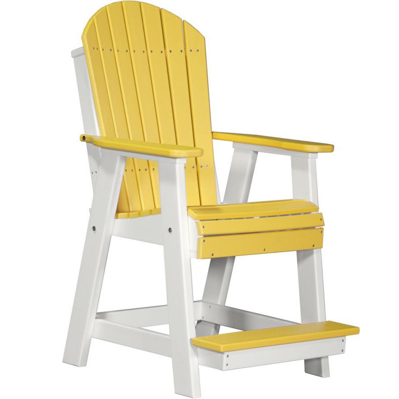 Eco-Friendly Yellow Recycled Plastic Adirondack Chair with Cup Holder - Perfect for Balcony, Patio, and Outdoor Relaxation