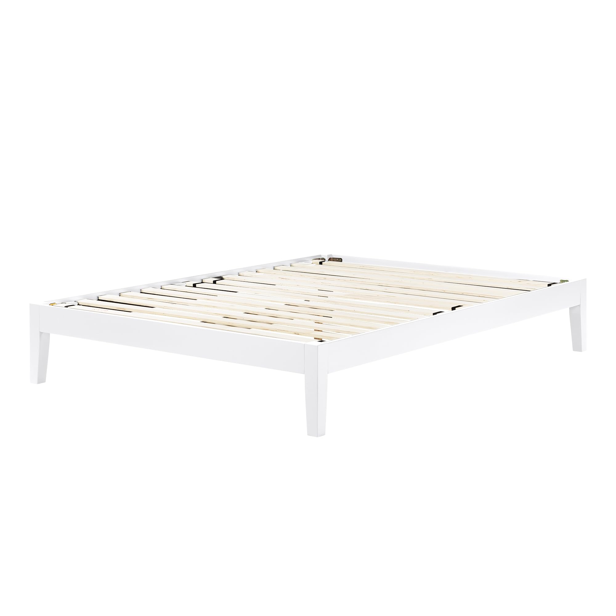 South Shore Vito Platform Bed Frame - Queen Size, Pure White Finish | Modern Minimalist Bedroom Furniture for Small Spaces & Apartments