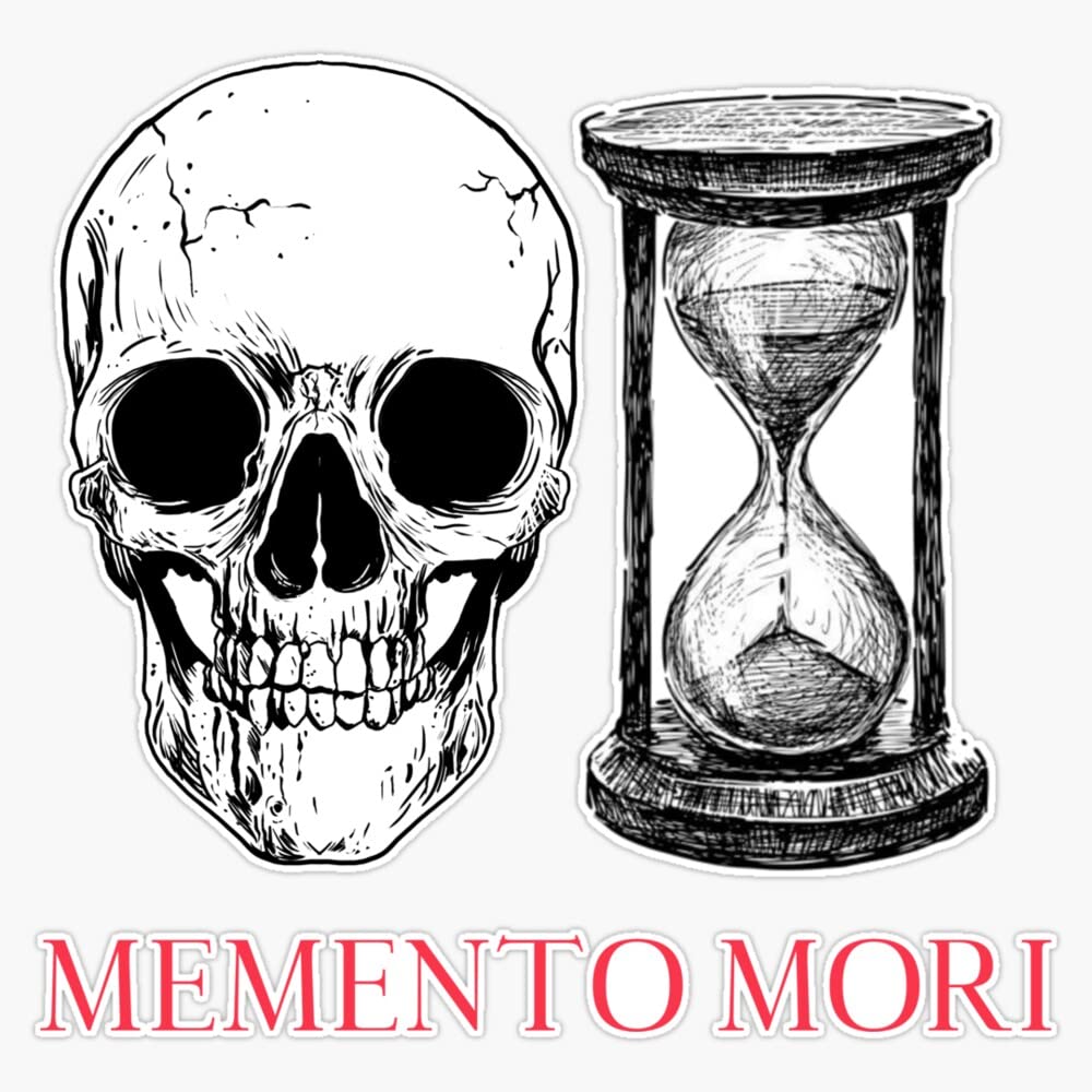 Vision Signs Memento Mori Skull & Timer Vinyl Bumper Sticker Decal - 5 Inch Car Window Decoration for Cars, Trucks, Laptops (Motivational & Gothic Aesthetic)