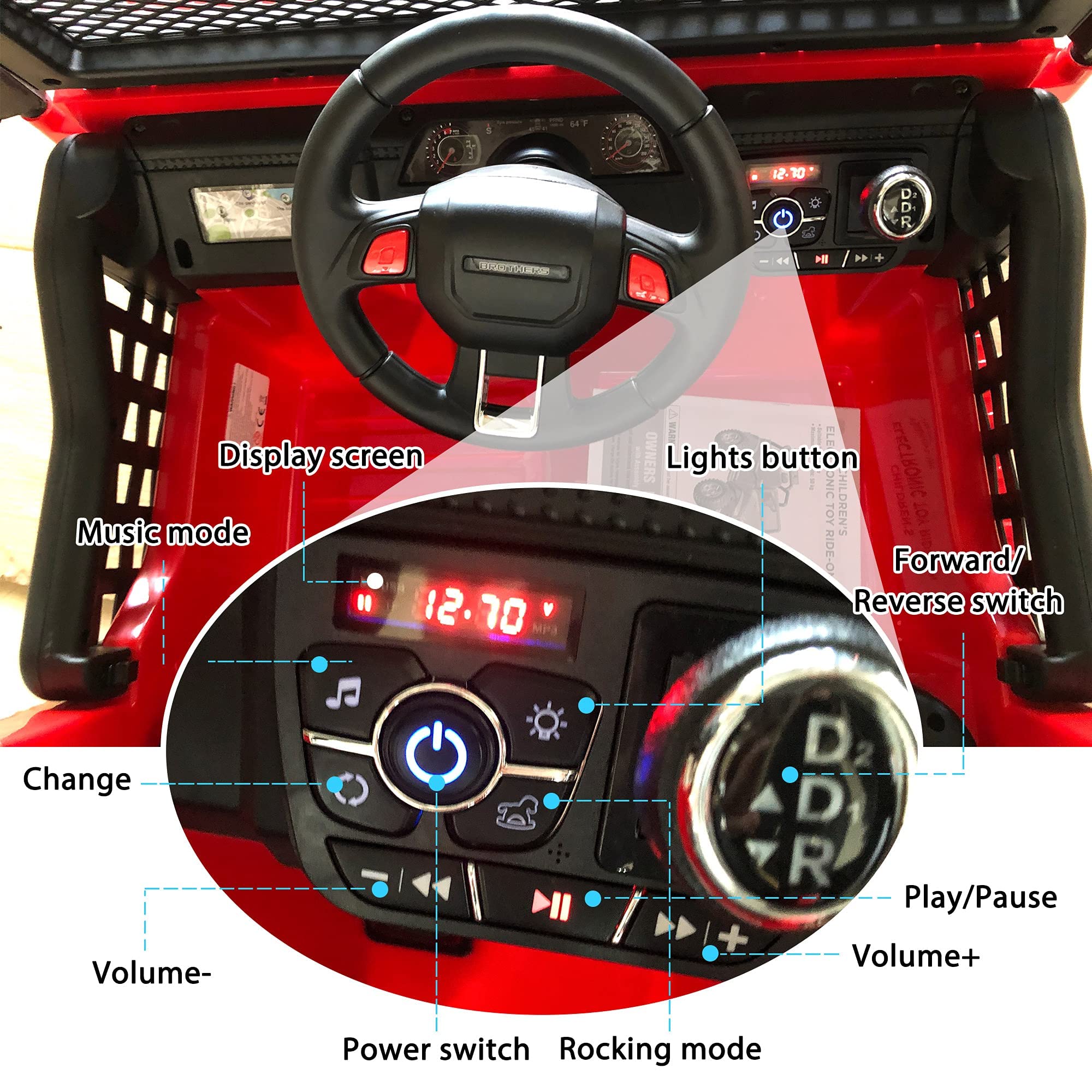 COLOR TREE 12V Kids Electric Ride On Truck - 2 Seater Off-Road Vehicle with Parent Remote Control, Bluetooth Music, LED Lights & Spring Suspension | Battery Powered Toy Car for Boys & Girls | Perfect for Backyard Play, Birthday Gifts & Outdoor Adventures