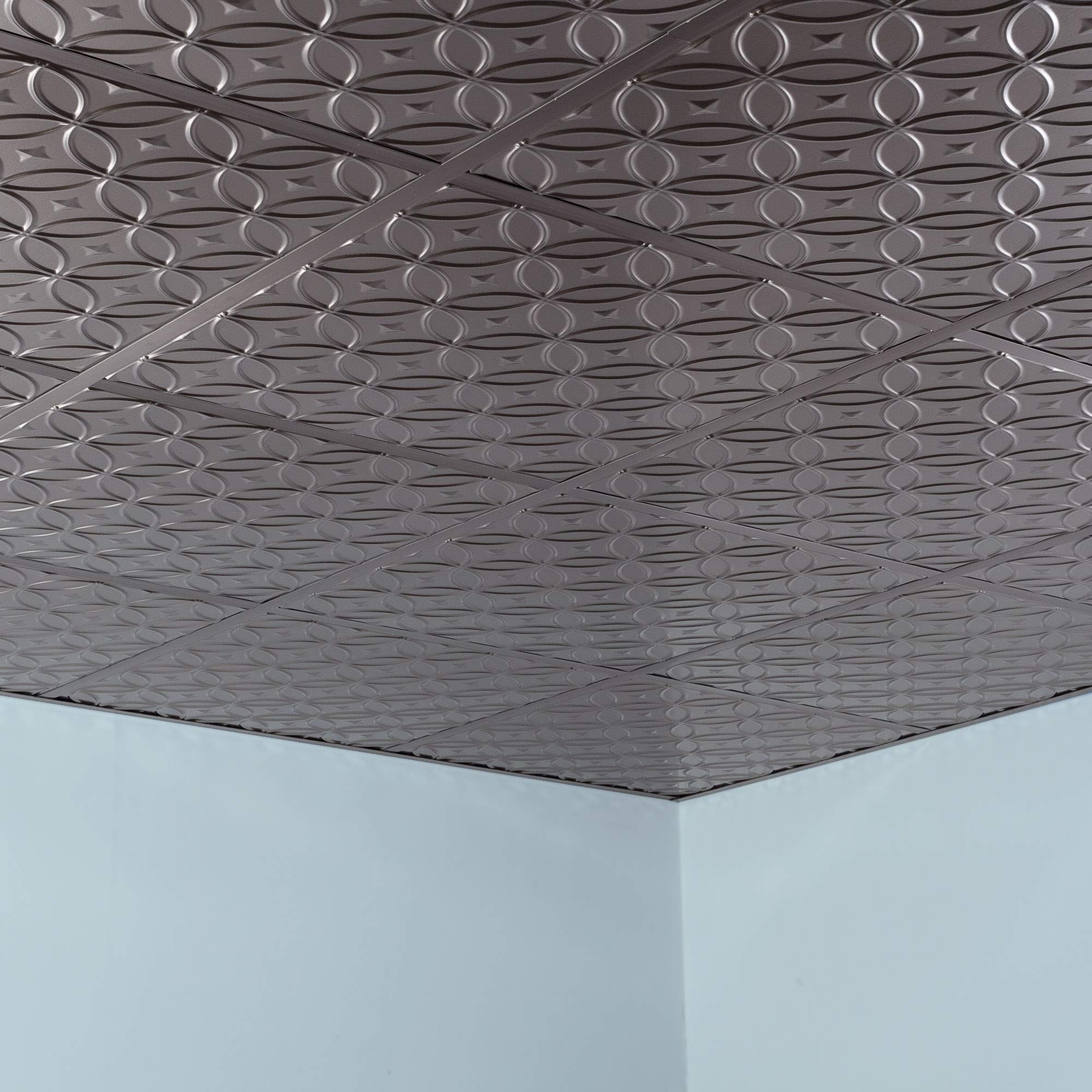 FASÄDE 2x2 Brushed Nickel Decorative Vinyl Ceiling Tiles - 5 Pack of Lay-in Acoustic Panels for Office, Home & Commercial Drop Ceiling Installation