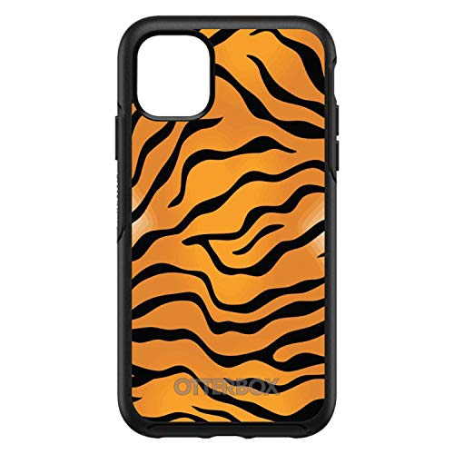 Orange Black White Tiger Skin Print On Black Case