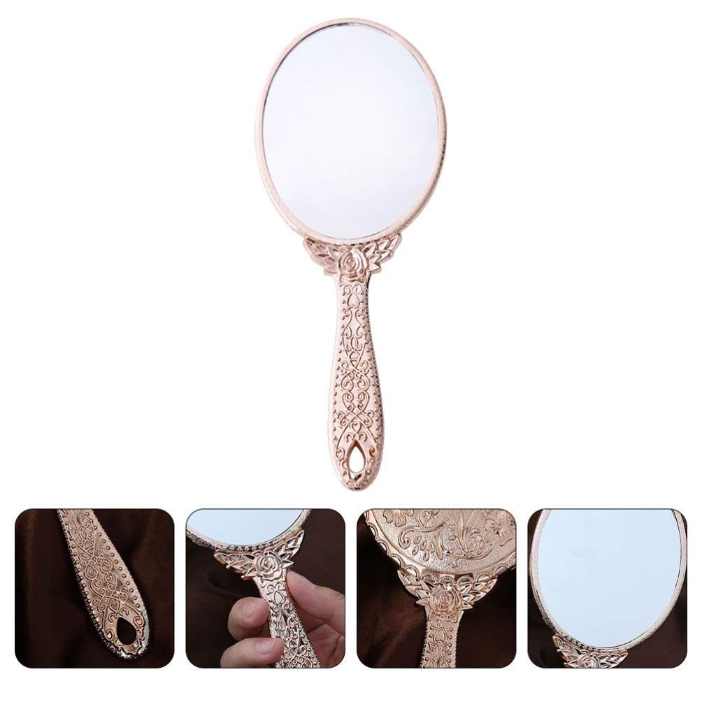Portable Vanity Mirror with Carved Design - Handheld Travel Makeup Mirror for Women, Compact Cosmetic Mirror for Home, Car, Outdoor & Travel Use