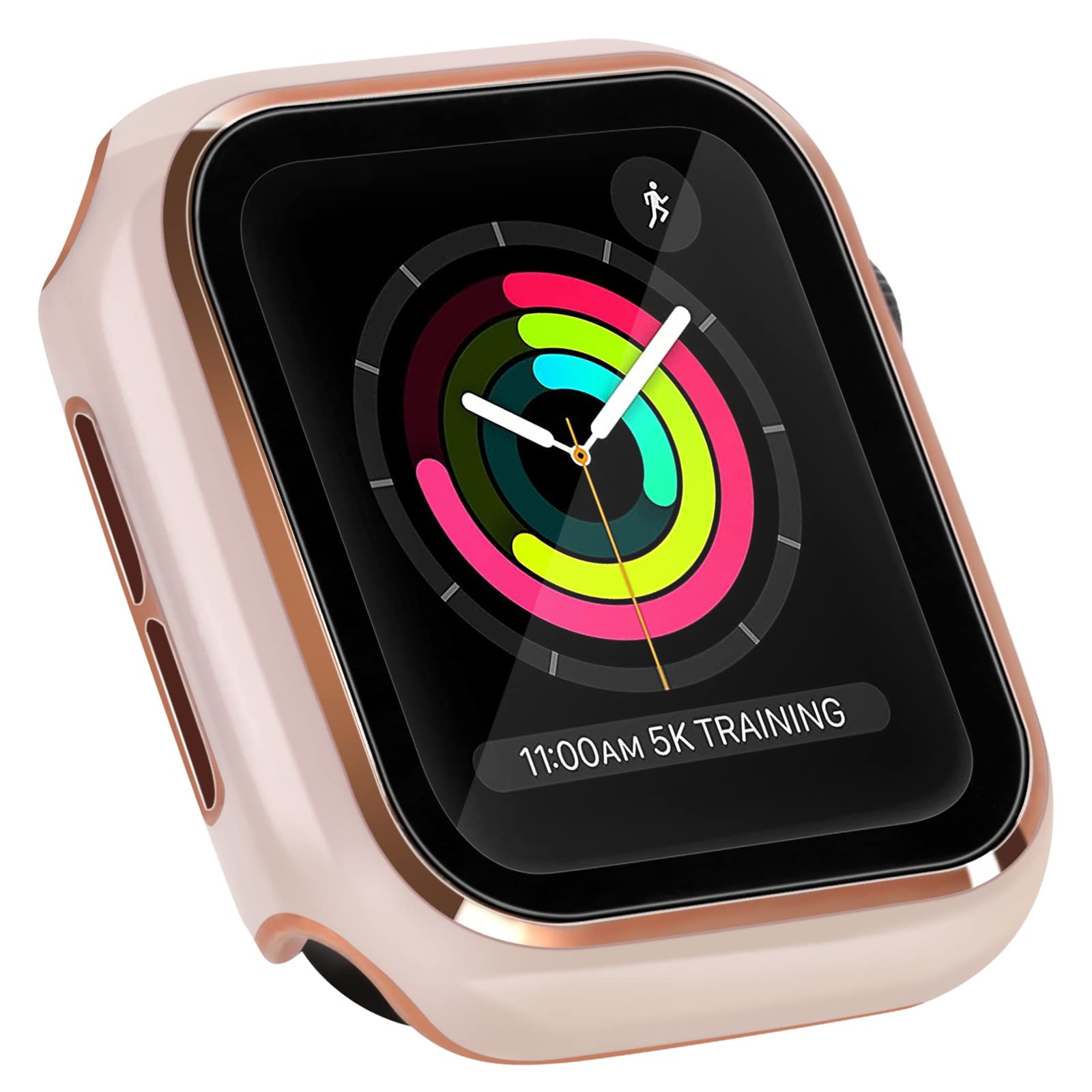 ORIbox Hard PC Case with Tempered Glass Screen Protector for Apple Watch Series 6/5/4/SE - Ultra-Thin HD Bumper Protective Cover, Pink Gold - Perfect for Workout, Running & Daily Use