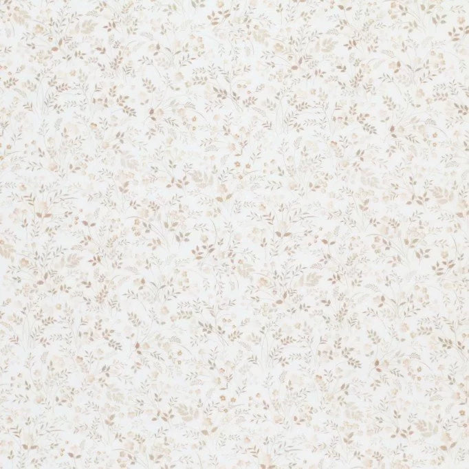 Premium Cotton Poplin Fabric - Soft & Breathable Beige Wildflower Print for Dresses, Shirts & DIY Sewing Projects - Perfect for Spring & Summer Fashion