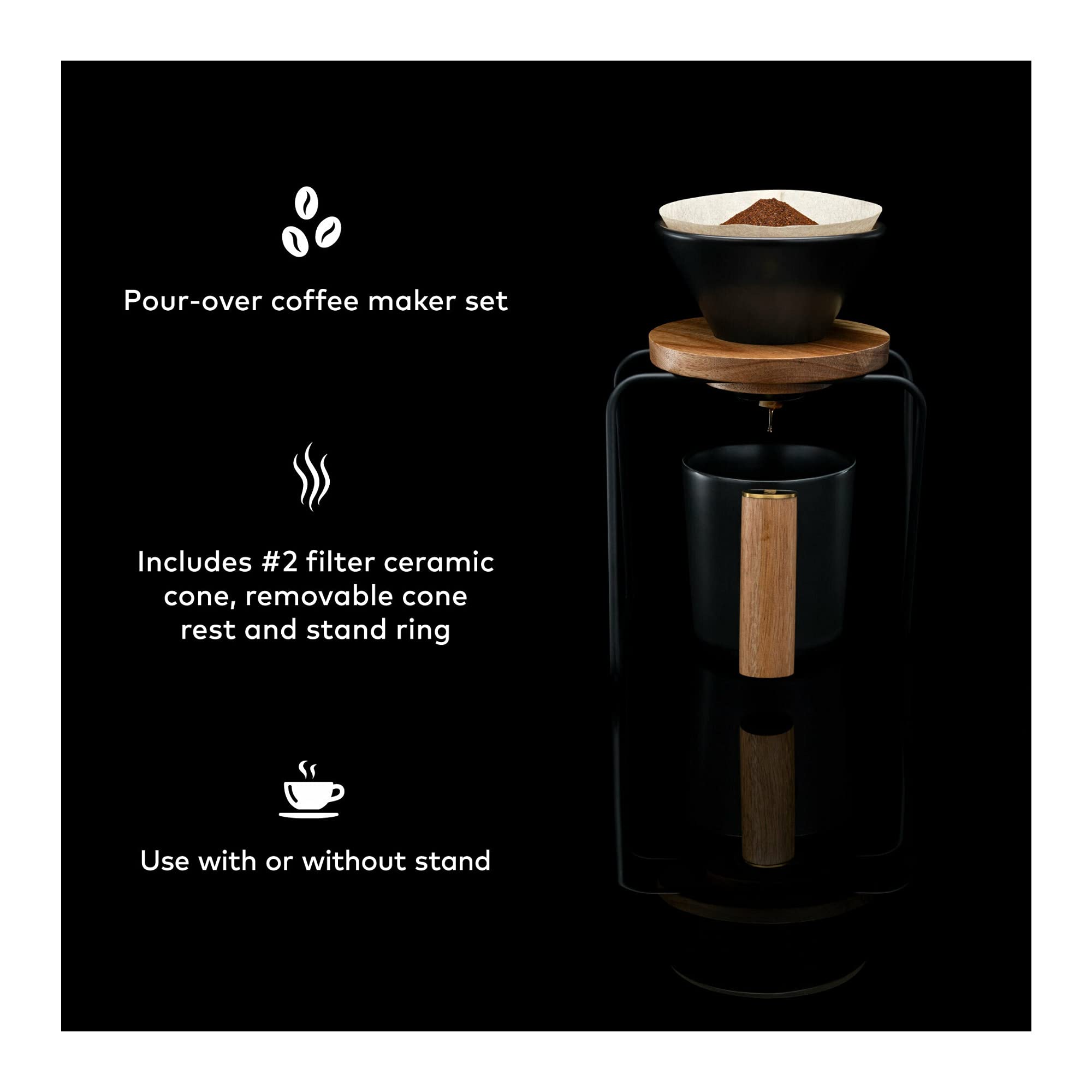 **ChefWave Single Serve Pour Over Coffee Maker Set with Mug - BPA Free, Compatible with No. 2 & V60 Filters, 2-Way Drip Coffee Brewer for Home, Office & Travel - Perfect for Coffee Enthusiasts**