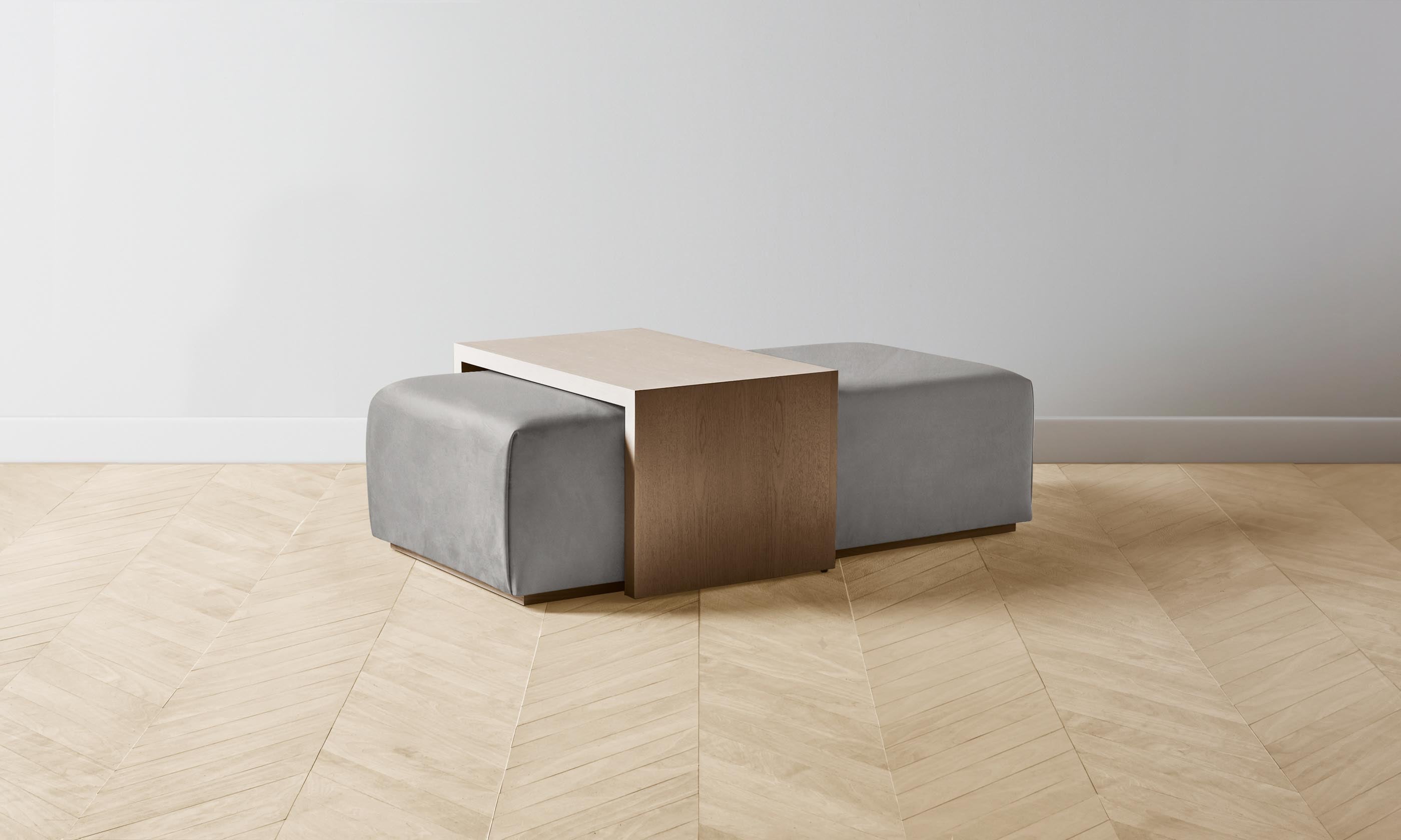 The Bowery Ottoman - Premium Nubuck Leather Footstool in Asphalt Gray | Perfect for Living Room, Bedroom & Home Office Decor