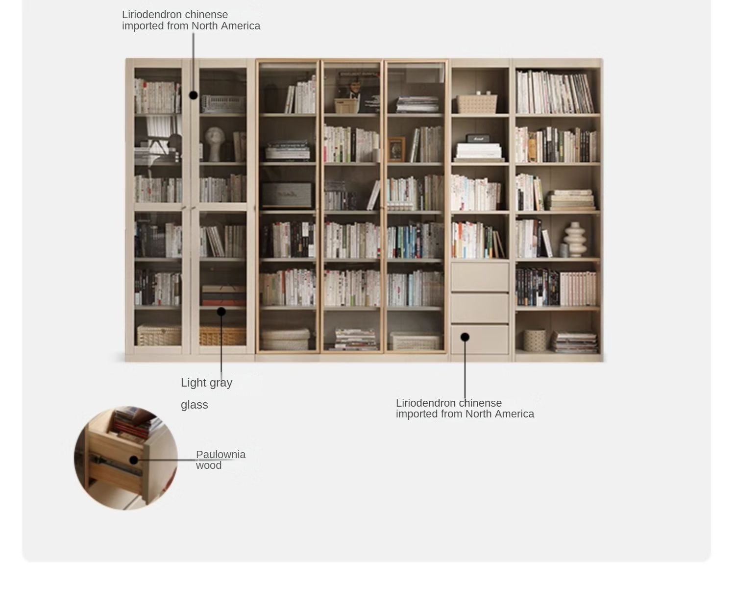 Premium Poplar Solid Wood Bookcase - Light Luxury Style for Home Office, Living Room & Library | Modern Wooden Bookshelf Organizer
