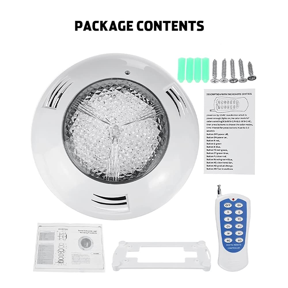 12W RGB LED Swimming Pool Underwater Light with Remote Control - IP68 Waterproof, Wall Mount, 12V - Perfect for Backyard Pools, Spas, and Landscape Lighting