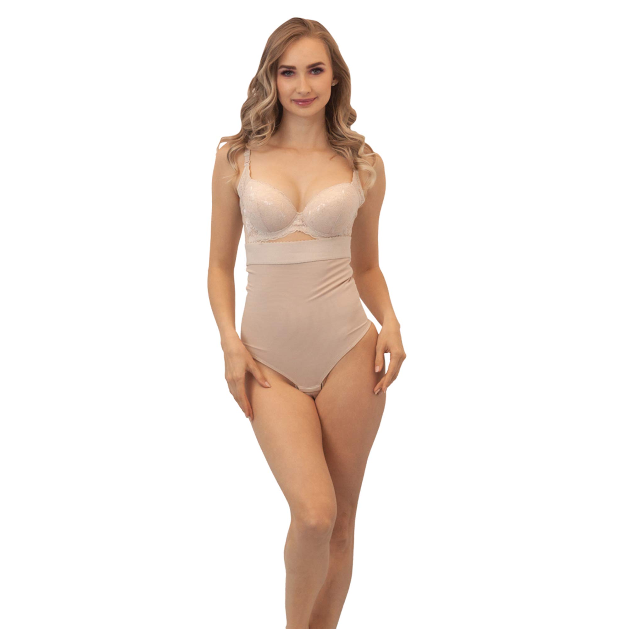 High Waist Trainer Bodysuit for Women - Tummy Control Shapewear with Thong & Under Bust Support | Saffi Colombian Girdle for Slimming & Body Shaping | Perfect for Workouts, Special Occasions & Everyday Wear