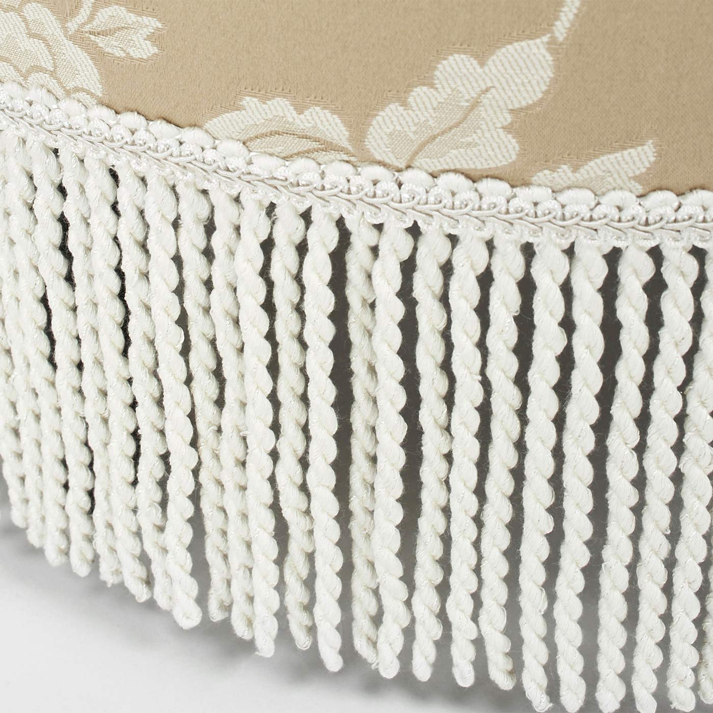 Jennifer Taylor Home Yolanda Collection Traditional Modern Cotton Blend Hand-Tufted Round Ottoman with Cord & Fringe - Neutral 24