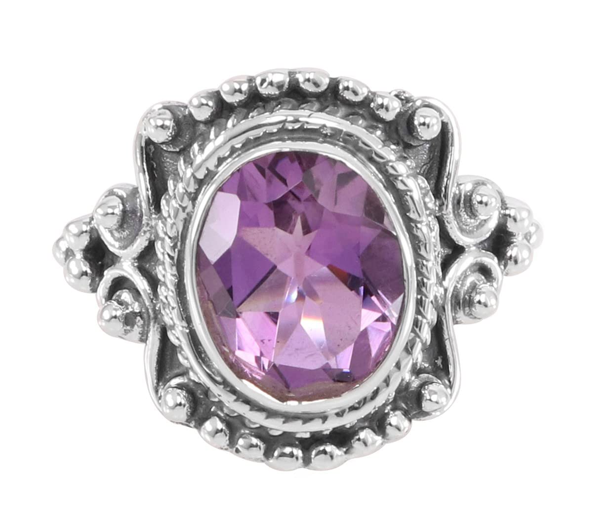 925 Sterling Silver Amethyst Ring for Women - Dainty Solitaire Promise Ring, Earth Gems Jewelry - Perfect for Anniversary, Engagement & Everyday Wear (Amethyst Birthstone Jewelry)