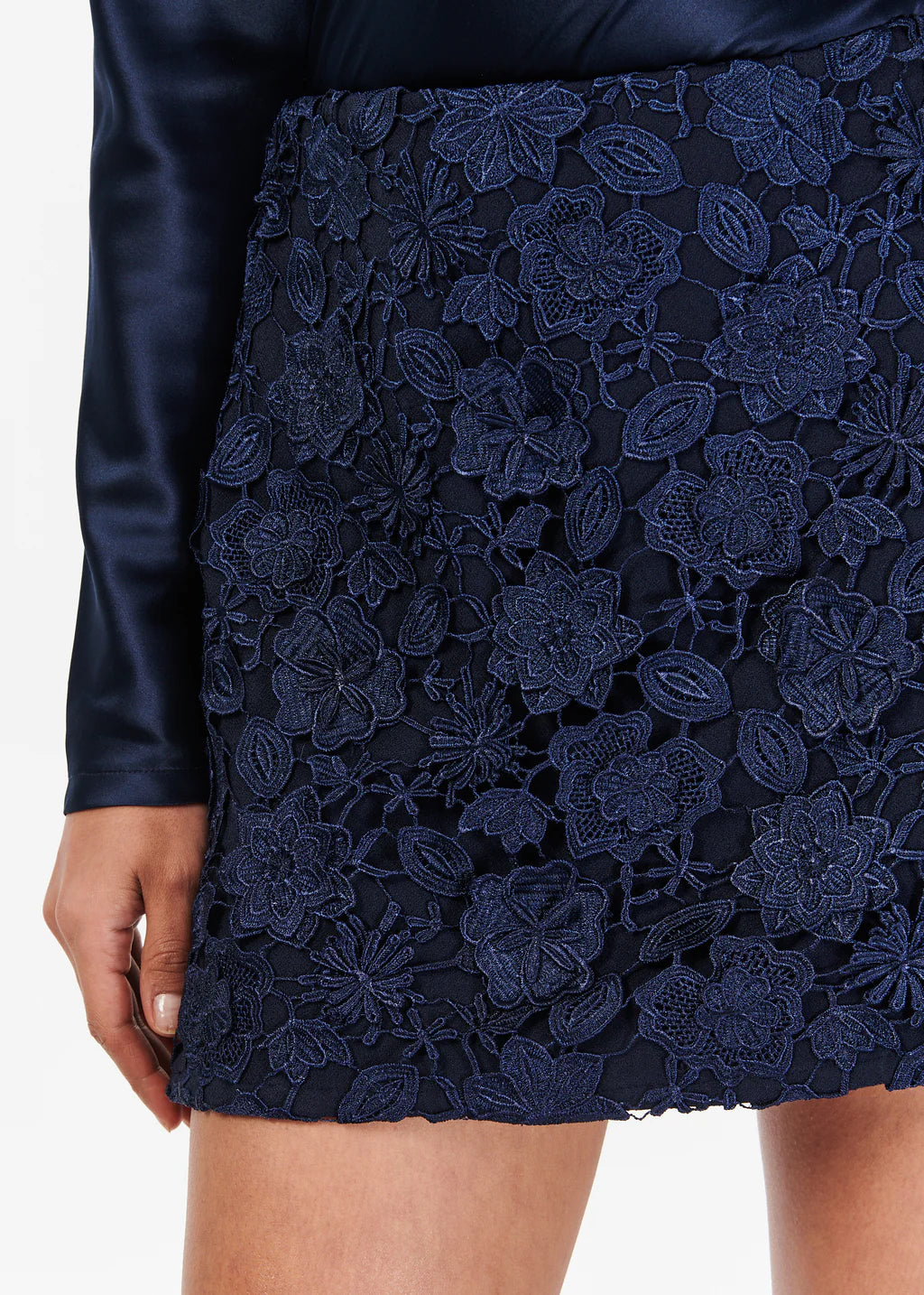 Florcienta Lace Mini Skirt for Women - Navy Blue Floral Lace Short Skirt - Perfect for Parties, Dates & Summer Outfits