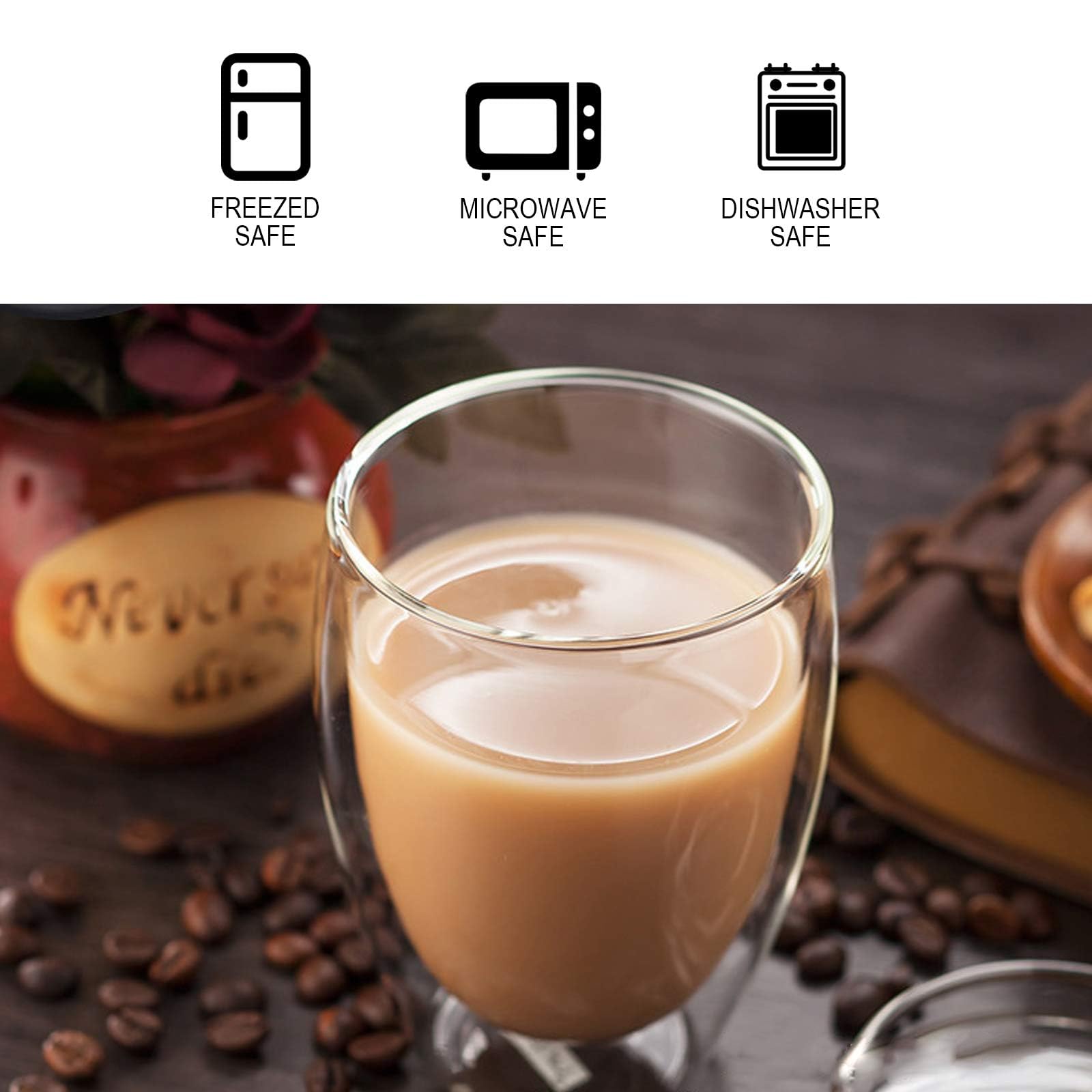 Premium Double-Walled Borosilicate Glass Coffee Mug - 15oz Insulated Cup for Hot & Iced Drinks - Perfect for Coffee, Tea, Milk - Ideal for Home, Office & Outdoor Use