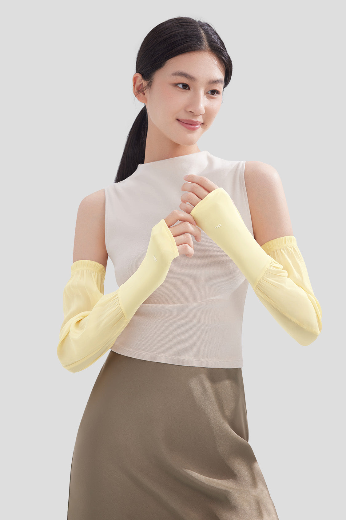 Pepla Women's UPF50+ Sun Protection Arm Sleeves with Fingerless Gloves - UV Blocking Cooling Sleeves for Outdoor Sports, Driving, Hiking & Gardening