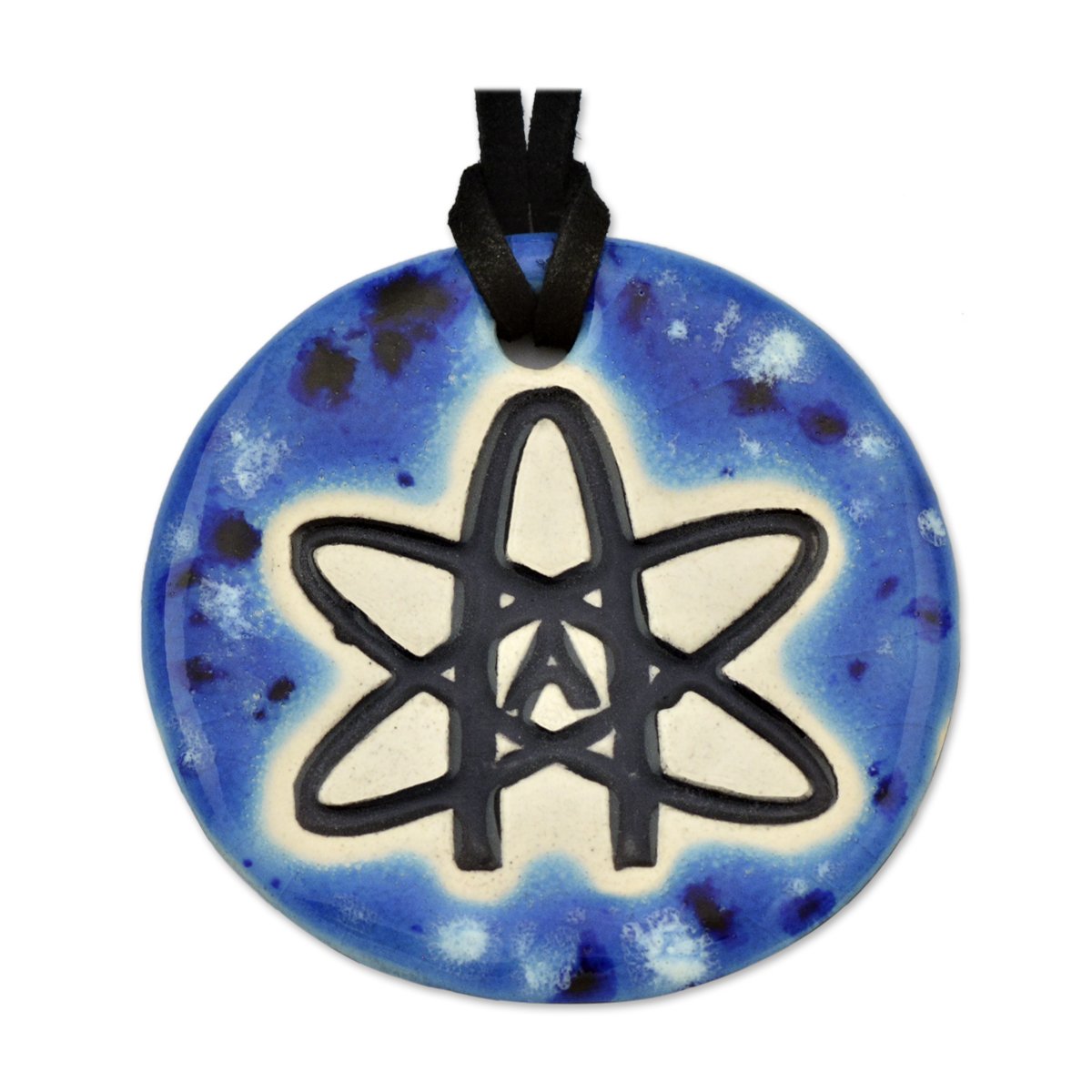 EvolveFISH Atheist Atom Symbol Ceramic Pendant Necklace - 2.25 Inch Diameter Science Jewelry for Men & Women - Perfect for Secular Events, Gift Giving & Everyday Wear