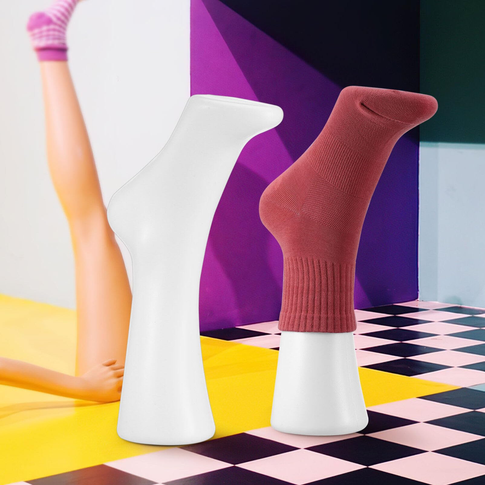 Alipis Plastic Foot Model Stand - Shoe & Sock Display Holder, Ankle Bracelet Mannequin for Retail Stores - Perfect for Footwear Boutiques, Jewelry Displays and Fashion Accessories Showcase