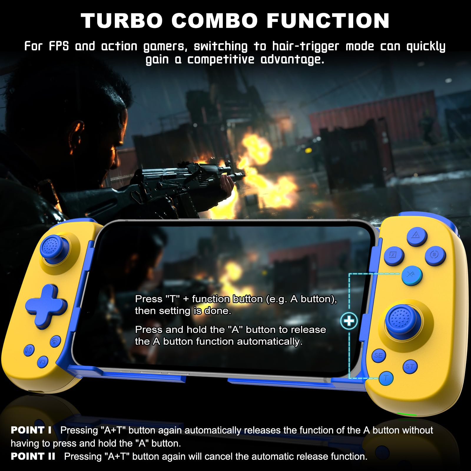 Joso Wireless Phone Controller for Android, iPhone & PC - Turbo Gamepad Compatible with Nintendo Switch, PS4, Xbox & Cloud Gaming | Perfect for Mobile Gaming, Remote Play & Console Streaming