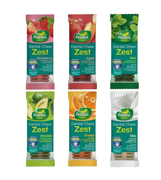 Free Gift with Purchase Over $120: Happi Doggy Zest Care Dog Chew (1 Random Flavor) - Healthy Dental Treat for Small & Medium Dogs