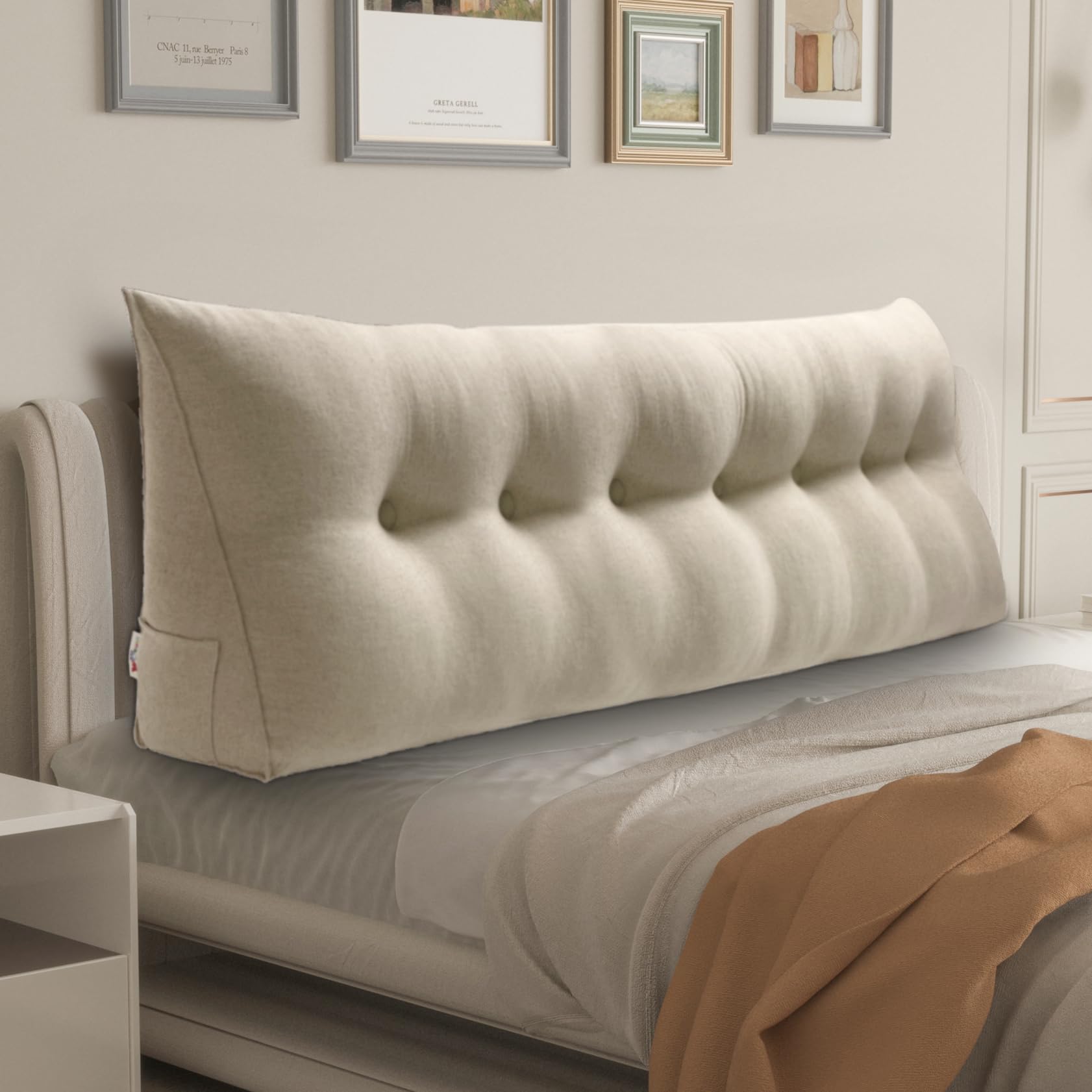 WOWMAX King Size Triangular Headboard Wedge Pillow - 85% Linen 15% Cotton Blend Large Bolster Pillow for Daybed, Bunk Bed & Headboard Support | Perfect for Reading, Relaxing & Back Support in Bed