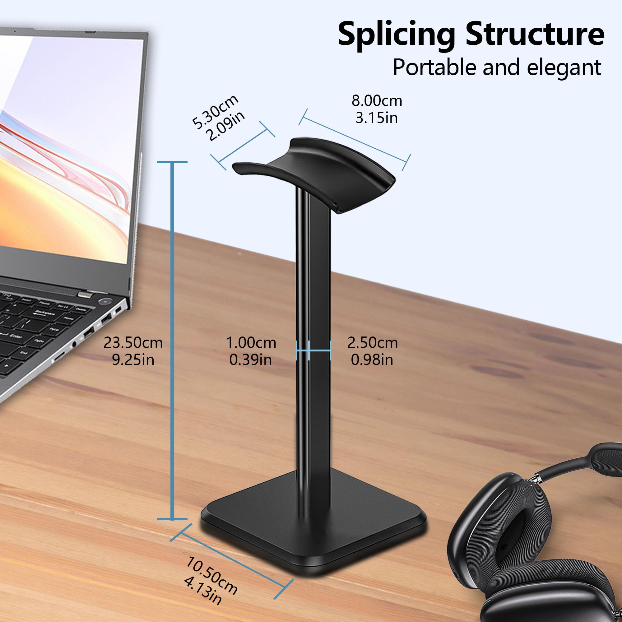 Premium Detachable Headphone Stand with Non-Slip TPU Base - Universal Desk Holder for Gaming Headsets, Wireless Headphones & Office Accessories - Perfect for Gaming Setup, Home Office & Streaming Studio (Black)