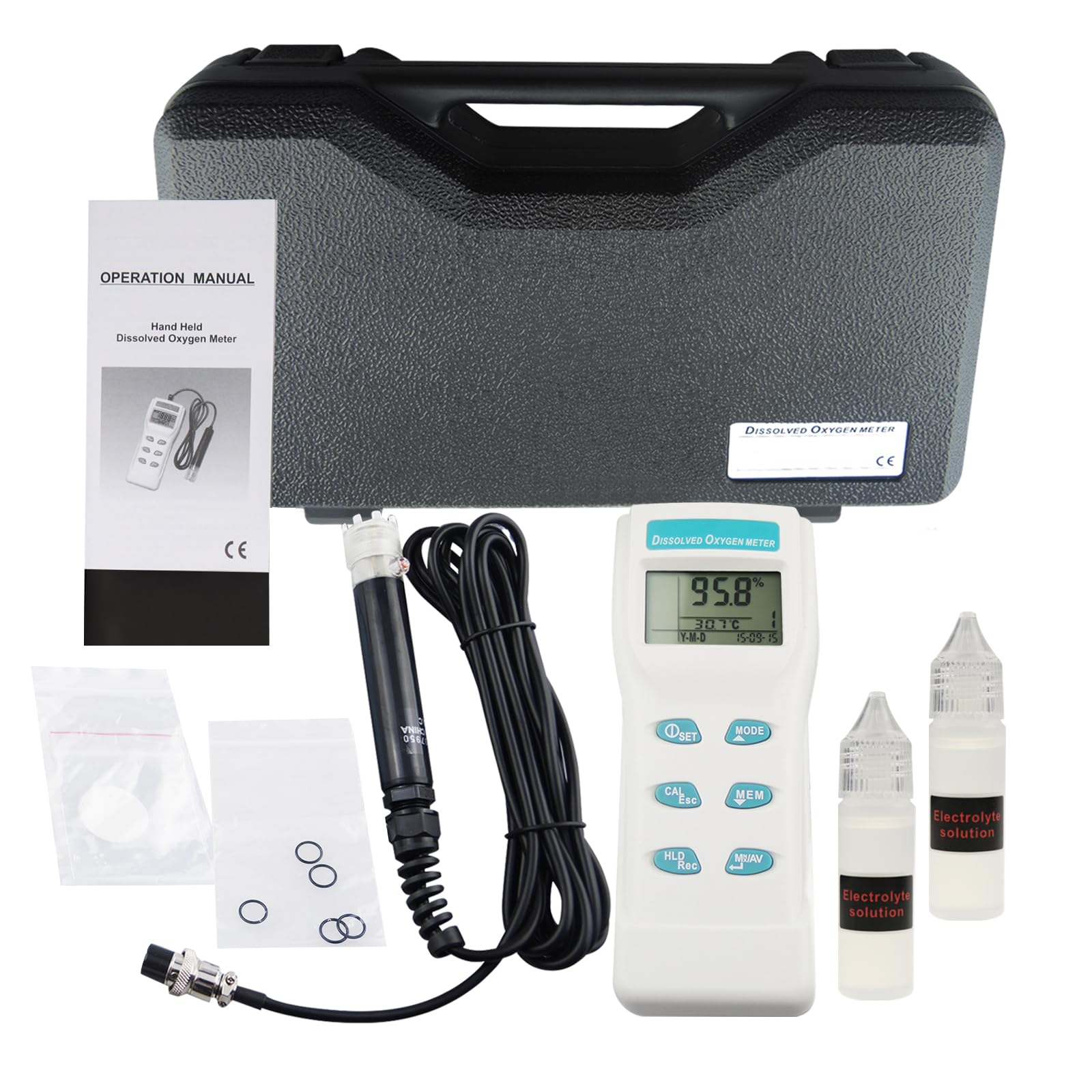 Portable Digital Dissolved Oxygen Meter with Temperature Sensor - 99 Data Logging Groups, DO Analyzer for Aquarium, Hydroponics, Ponds & Water Testing | Perfect for Home, Lab & Field Use
