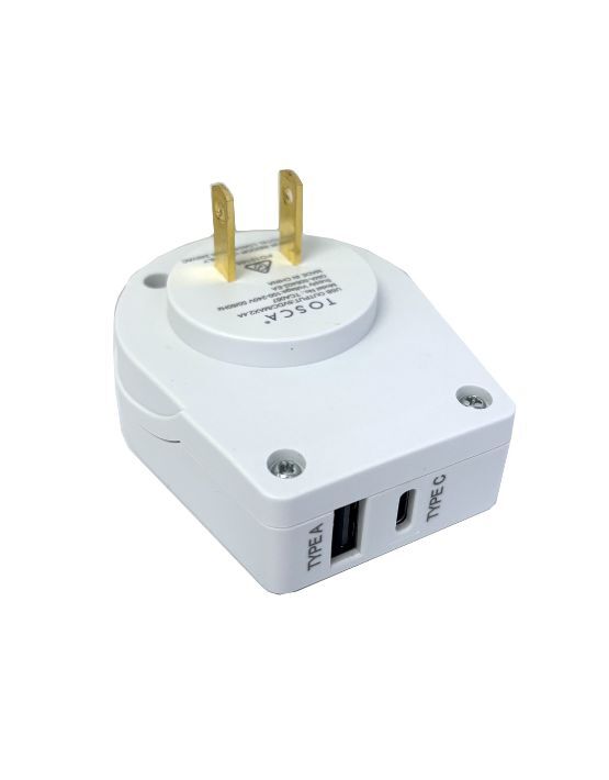 Tosca TCA067 Japan A+C USB Travel Adapter - White | Universal Charger for USA to Japan Travel, Perfect for Phones & Laptops | Ideal for Business Trips & Vacations