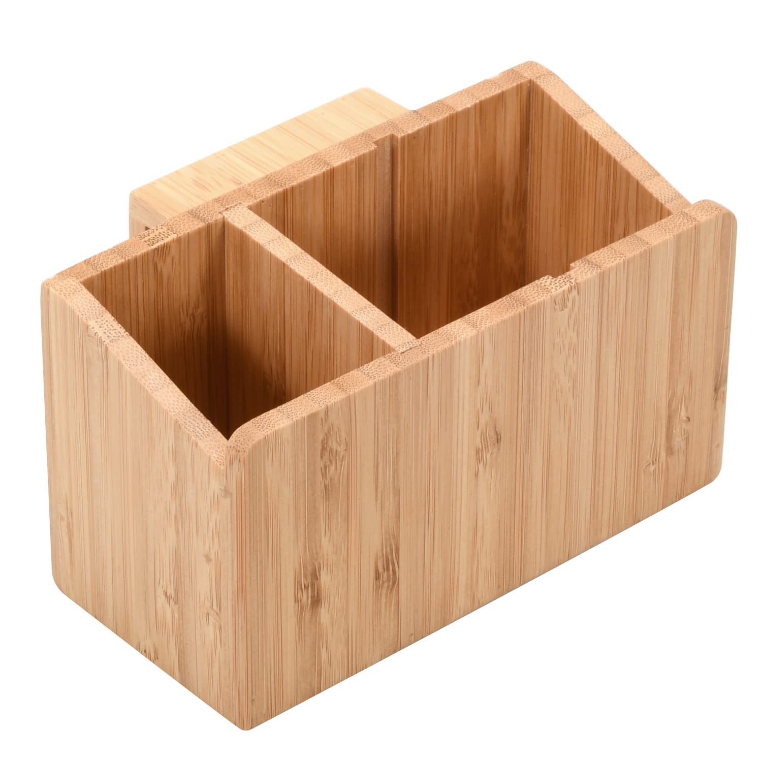 Bamboo Caddy for File Organizer - Pen & Key Holder for Office Desk