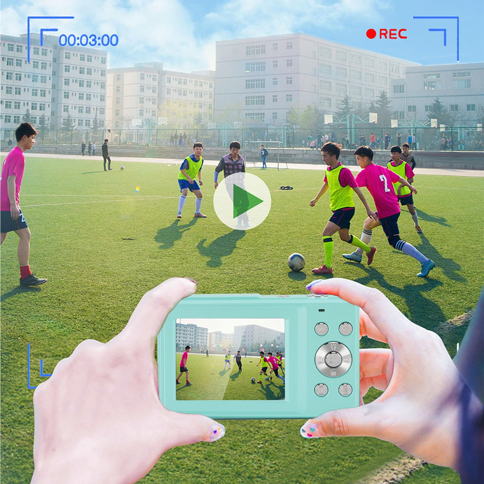 **44MP FHD 1080P Digital Camera with 16X Zoom, 2.4in IPS Screen & Anti-Shake - Compact Vlogging Camera for Kids, Students, Teens (Green) - Perfect for Travel, YouTube & Everyday Photography**