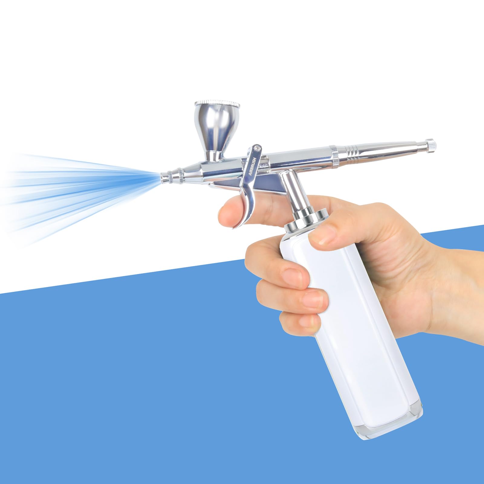 27PSI Wireless Portable Airbrush Kit - Rechargeable Cordless Air Compressor for Barber, Model Painting, Nail Art, Makeup & Tattoo | Mini Handheld Airbrush Gun for Professional & Home Use (White)