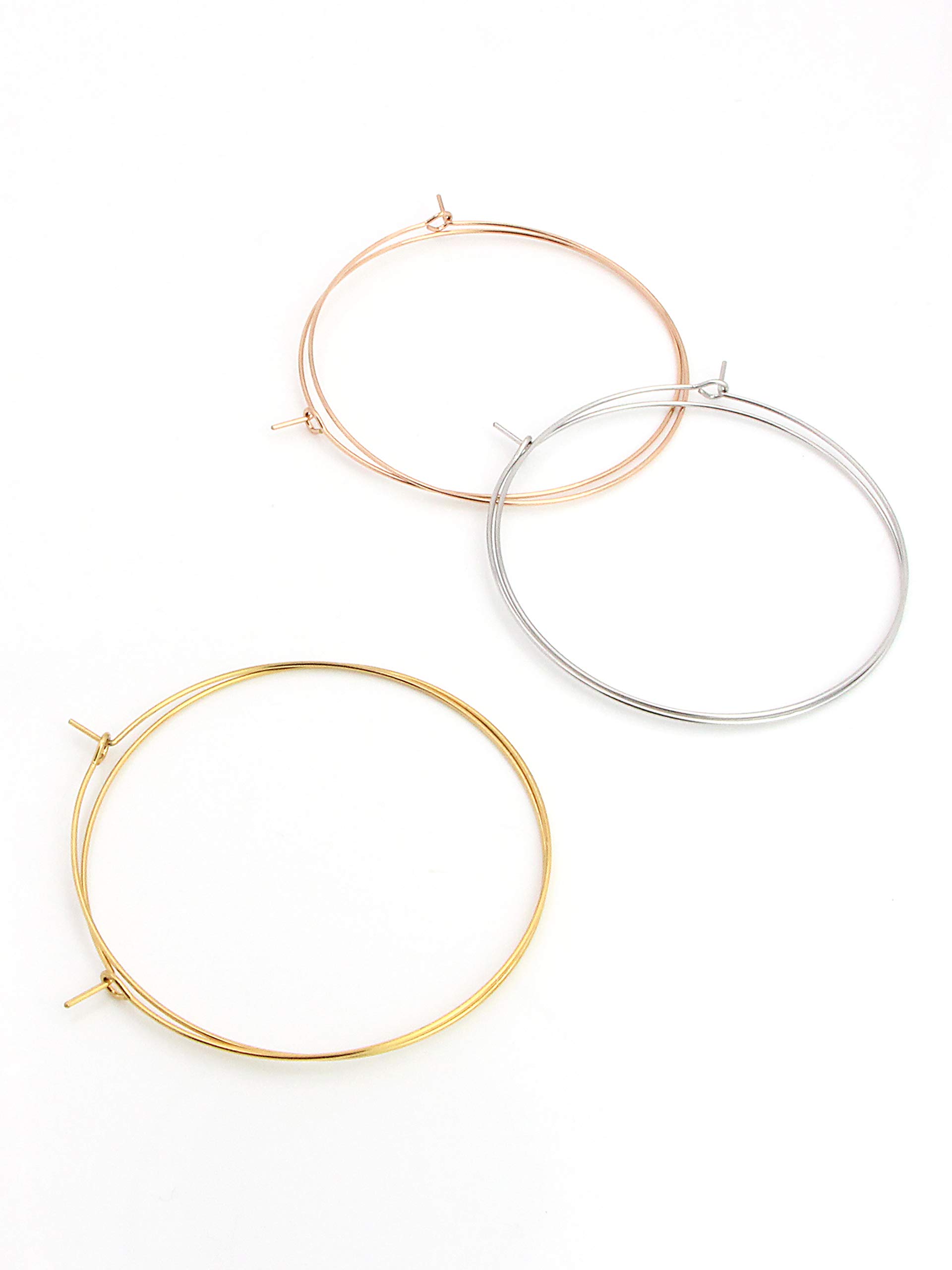 3 Pairs Thin Extra Large Hoop Earrings Set - 18k Gold Plated Lightweight Stainless Steel, Fashion Huge Gold Hoops for Women, Big Geometric Round Minimalist Jewelry - Perfect for Parties, Date Nights & Everyday Wear