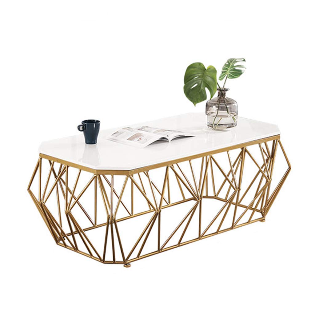 Nordic Modern Marble Coffee Table - Rectangle Iron Art End Table for Small Apartment, Living Room & Office Decor - 80×40×45cm Metal Frame Side Table - Perfect for Tea Time, Reading Nook & Contemporary Home Styling