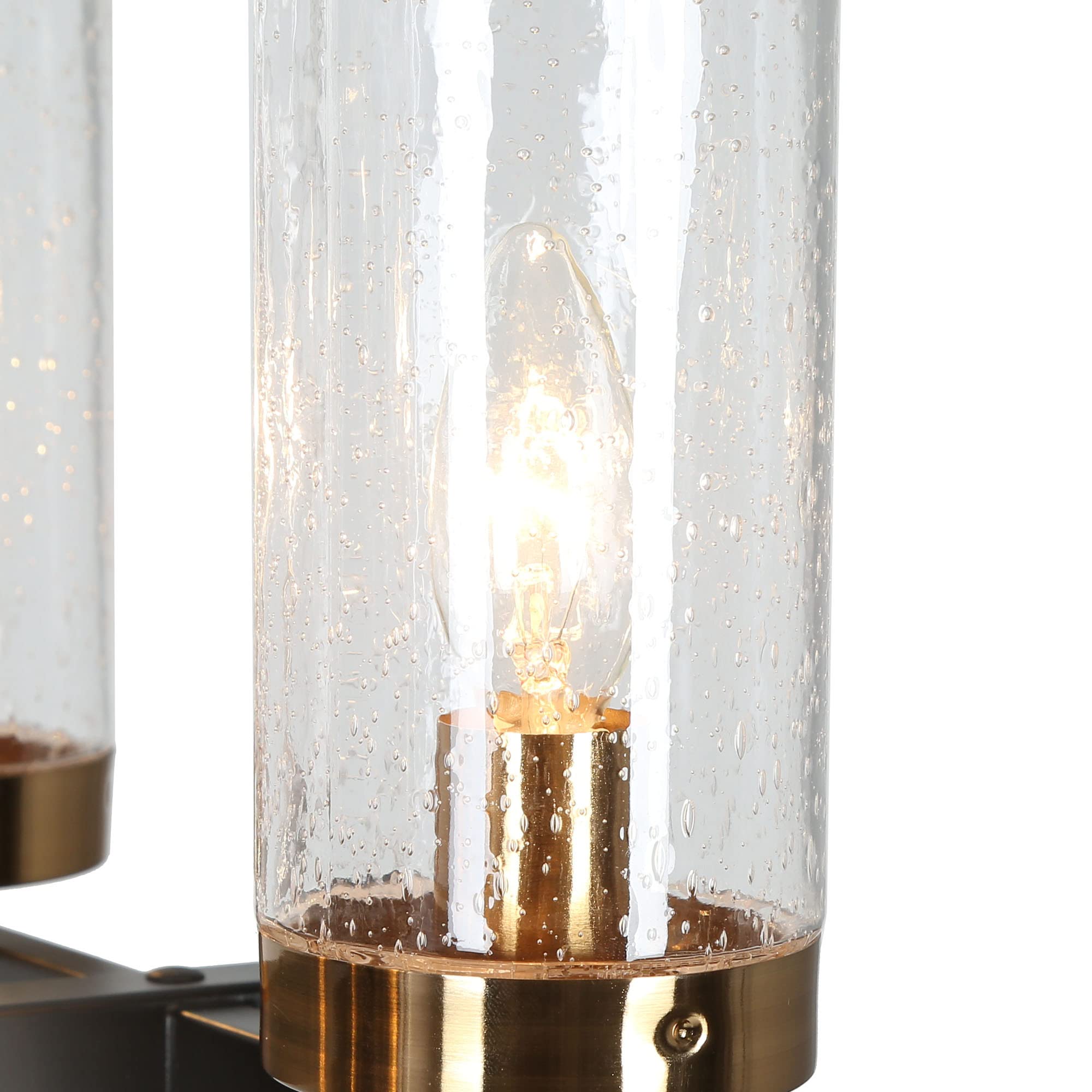ZEVNI 6-Light Black Gold Modern Chandelier with Seeded Glass Shade - 27