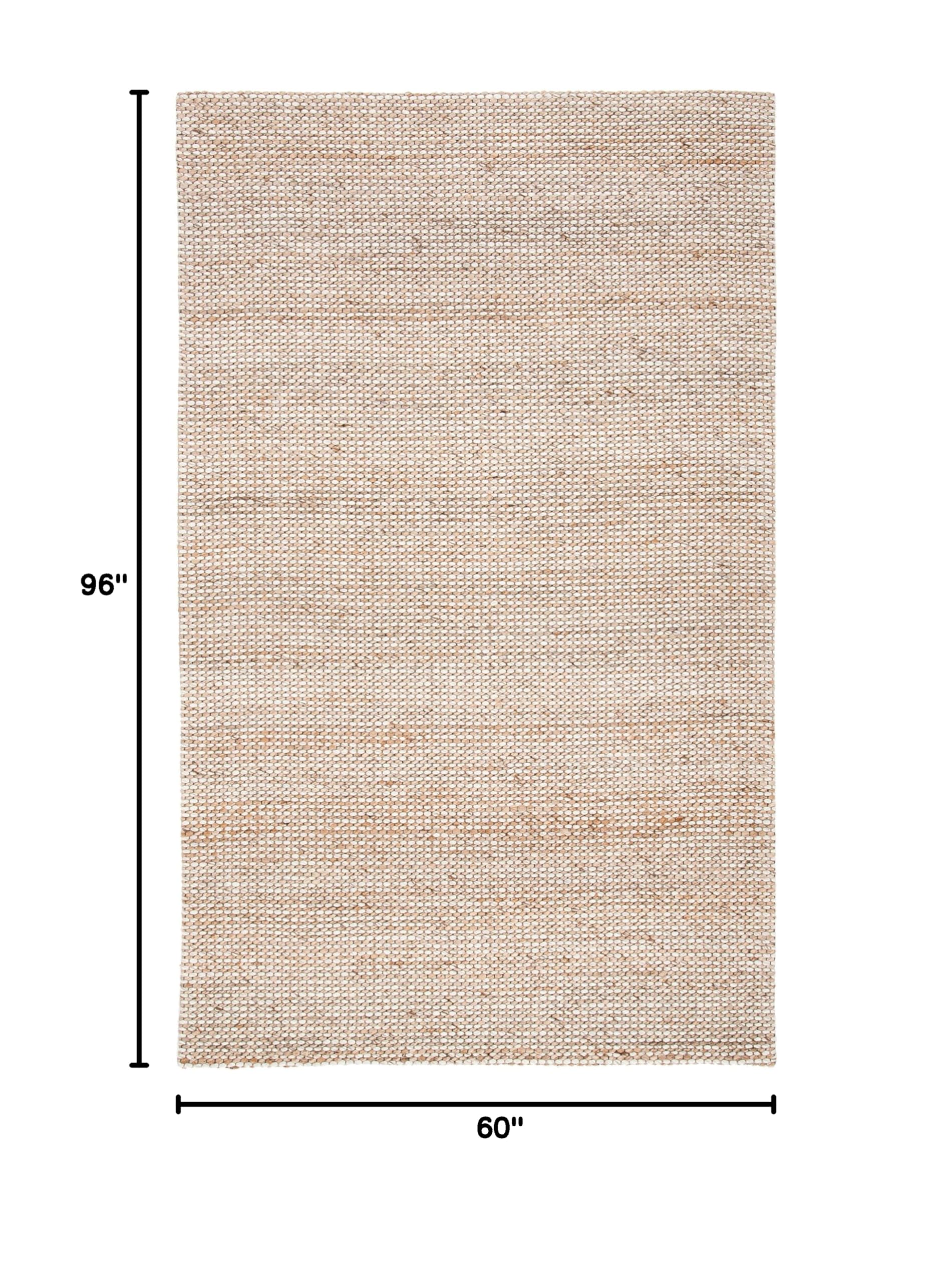 SAFAVIEH Handmade Farmhouse Jute & Wool Area Rug 5' x 8' - Natural & Beige, Durable Natural Fiber Collection for High Traffic Living Room, Bedroom, Entryway (NFB553B) | Perfect for Boho, Coastal & Rustic Home Decor