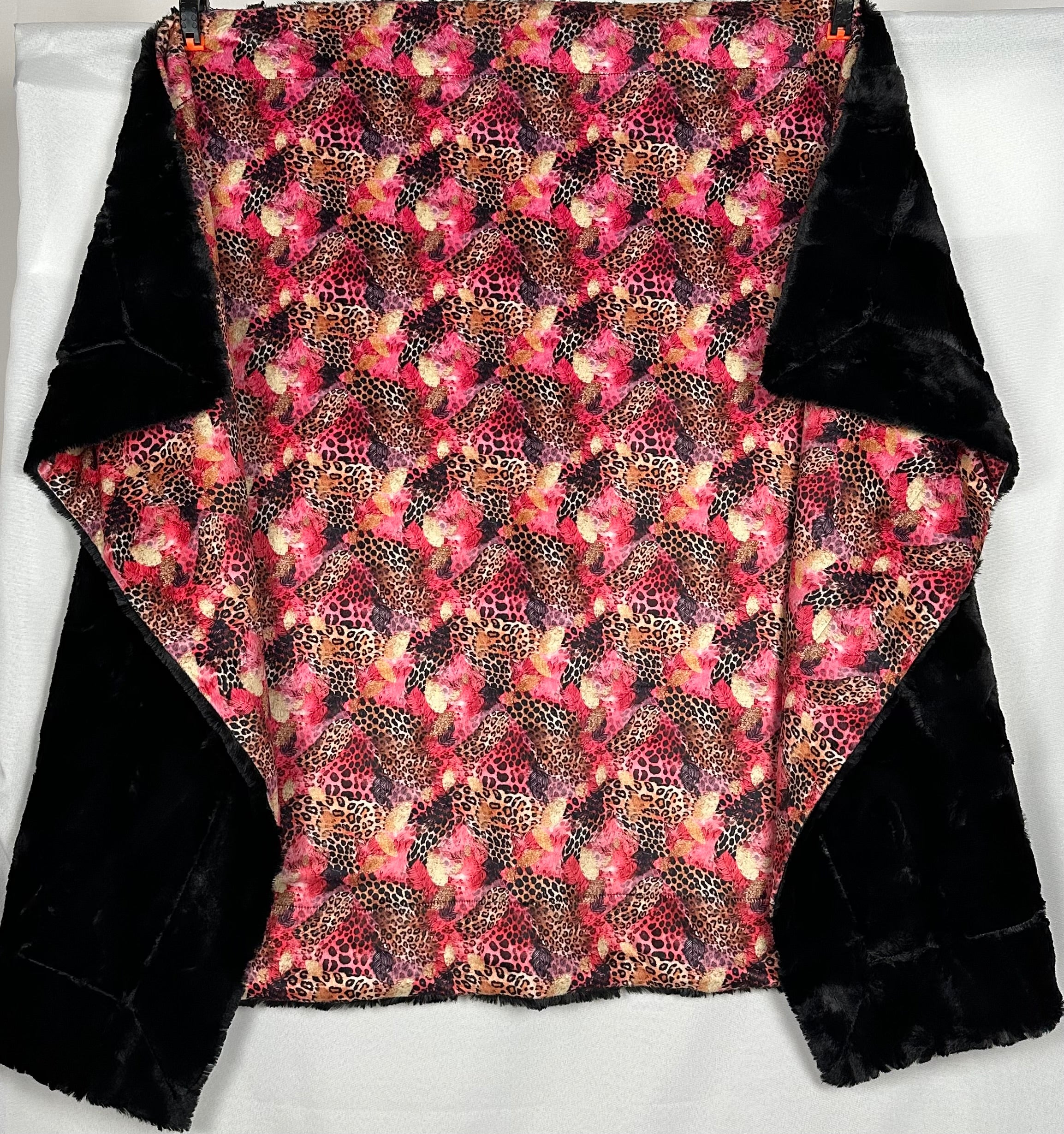 Leopard Pink & Gold on Black Mirage Luxe 36x60 Throw Blanket - Soft Travel Blanket for Airplane, Camping & Home Decor