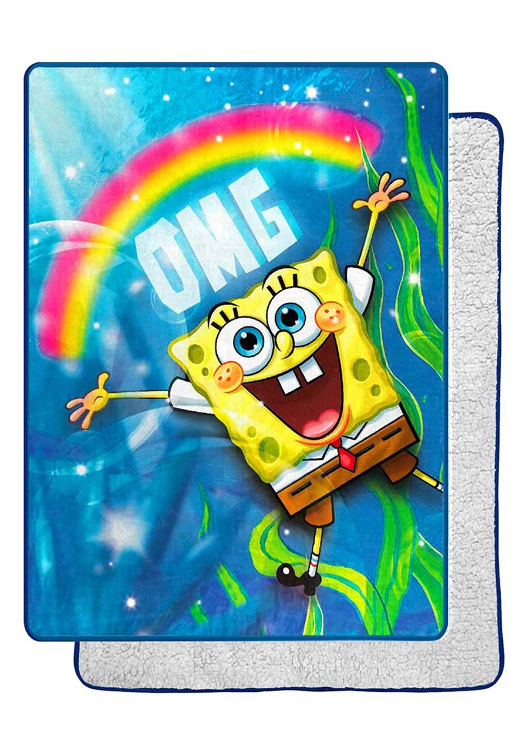 Spongebob Squarepants Fleece Blanket 60x80 Inches - Soft Sherpa Throw Blanket for Adults & Kids - Cartoon Character Bedding for Couch, Bed, Sofa - Perfect Gift for Nickelodeon Fans