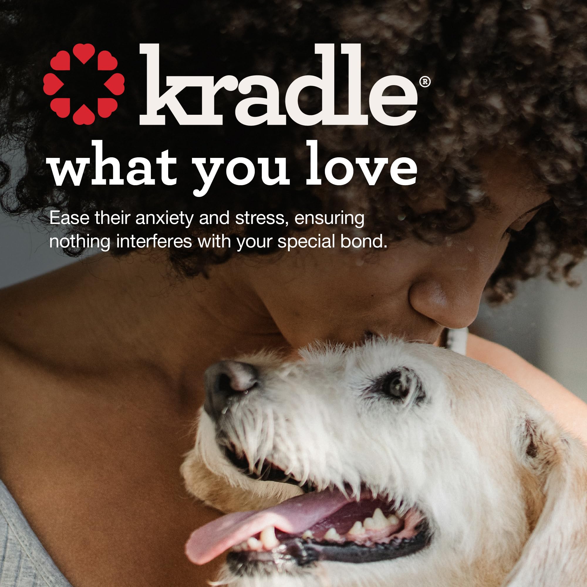 Kradle Bliss Bar Dog Calming Chews - Soft Bake Stress Relief Treats for Anxious Dogs - Human Grade Peanut Butter Bacon Flavor Calming Supplements with Chamomile & L-Tryptophan (6 Pack) - Perfect for Travel, Vet Visits & Fireworks Anxiety Relief